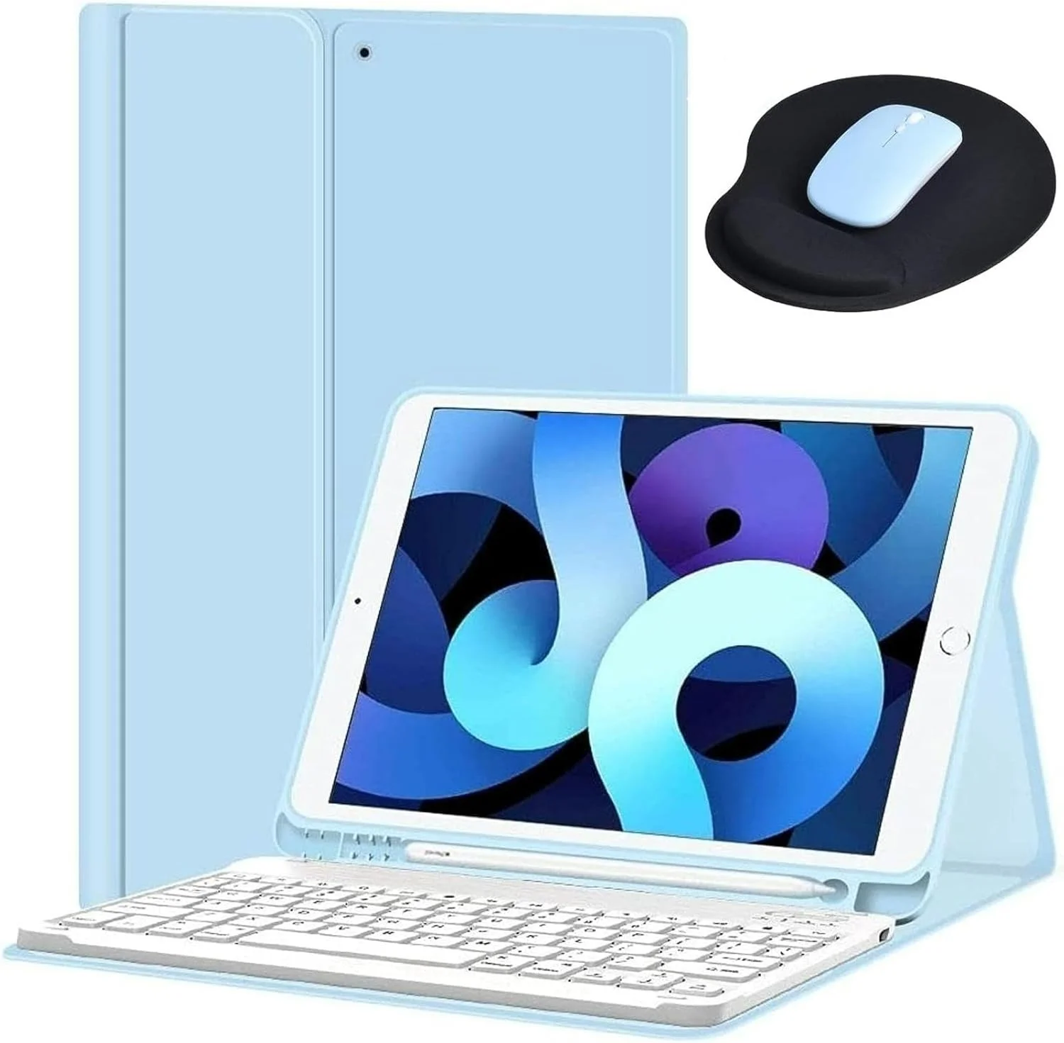 کیبورد EURCRBU آیپد با کیبورد بلوتوث عربی انگلیسی و ماوس بی سیم برای آیپد نسل 9/8/7، آیپد 10.2 اینچی، آیپد پرو 10.5 اینچی/آیپد ایر نسل 3 10.5، کاور کیبورد آیپد (آبی روشن) کیبورد EURCRBU آیپد با کیبورد بلوتوث عربی انگلیسی و ماوس بی سیم برای آیپد نسل 9/8/7، آیپد 10.2 اینچی، آیپد پرو 10.5 اینچی/آیپد ایر نسل 3 10.5، کاور کیبورد آیپد (آبی روشن)