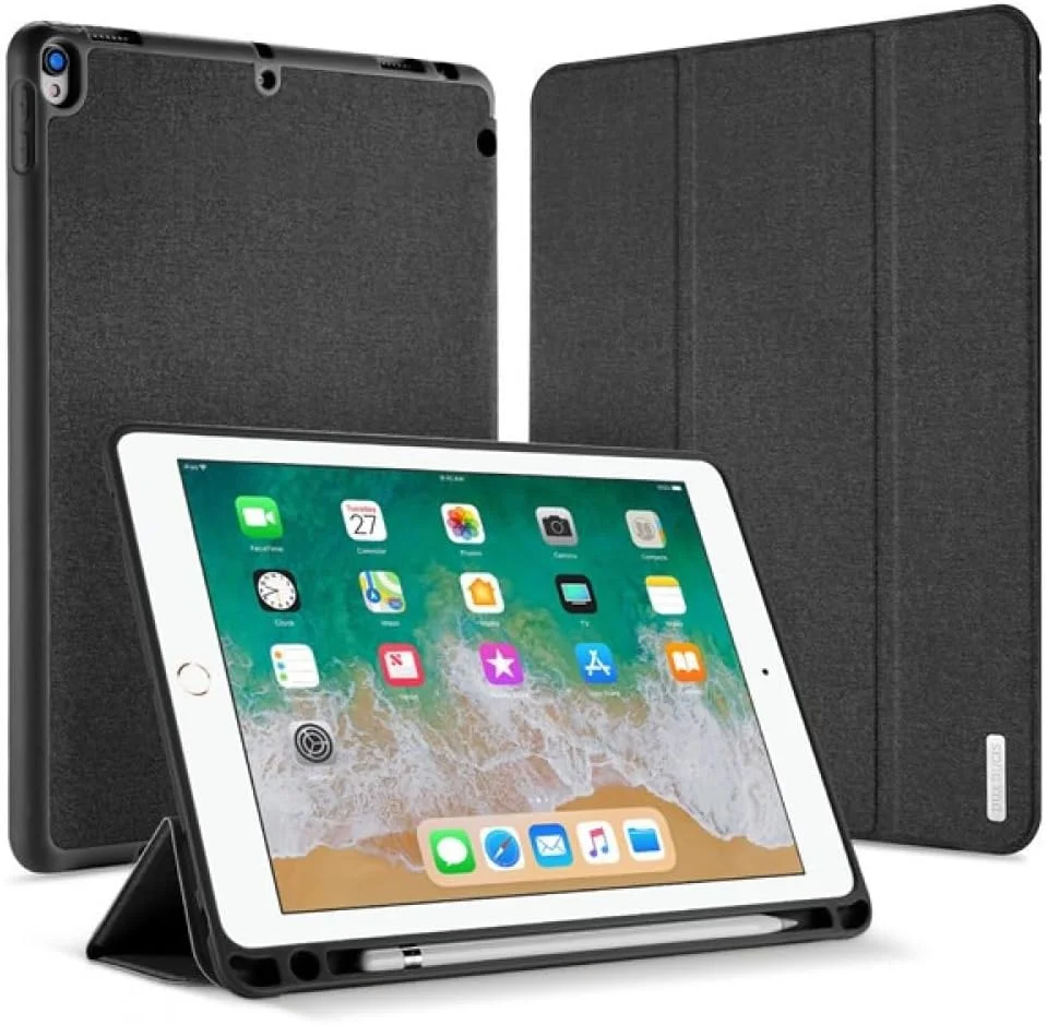 کاور محافظ سری DUX DUCIS [Domo] مناسب برای آیپد پرو 10.5 (2017) / آیپد ایر 3 (2019)، کاور چرمی PU سه تایی تاشو با قابلیت استند دوگانه، دارای جای قلم و قابلیت خواب/بیدار شدن خودکار - مشکی