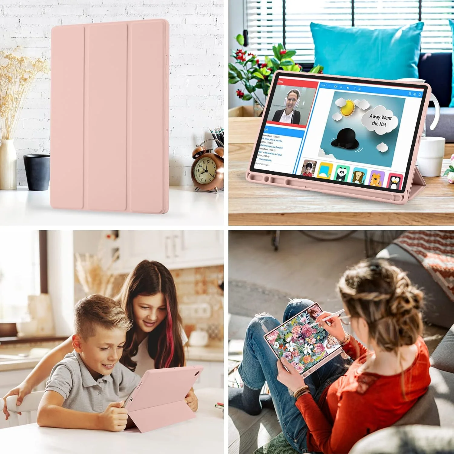 کیف پالکیتسی سازگار با تبلت سامسونگ گلکسی تب A8 سایز 10.5 اینچ مدل 2022/2021 (SM-X200/X205/X207)، کیف چرمی PU ممتاز + کیف پشتی TPU نرم با نگهدارنده مداد، حالت خواب/بیدار خودکار (صورتی) کیف پالکیتسی سازگار با تبلت سامسونگ گلکسی تب A8 سایز 10.5 اینچ مدل 2022/2021 (SM-X200/X205/X207)، کیف چرمی PU ممتاز + کیف پشتی TPU نرم با نگهدارنده مداد، حالت خواب/بیدار خودکار (صورتی)