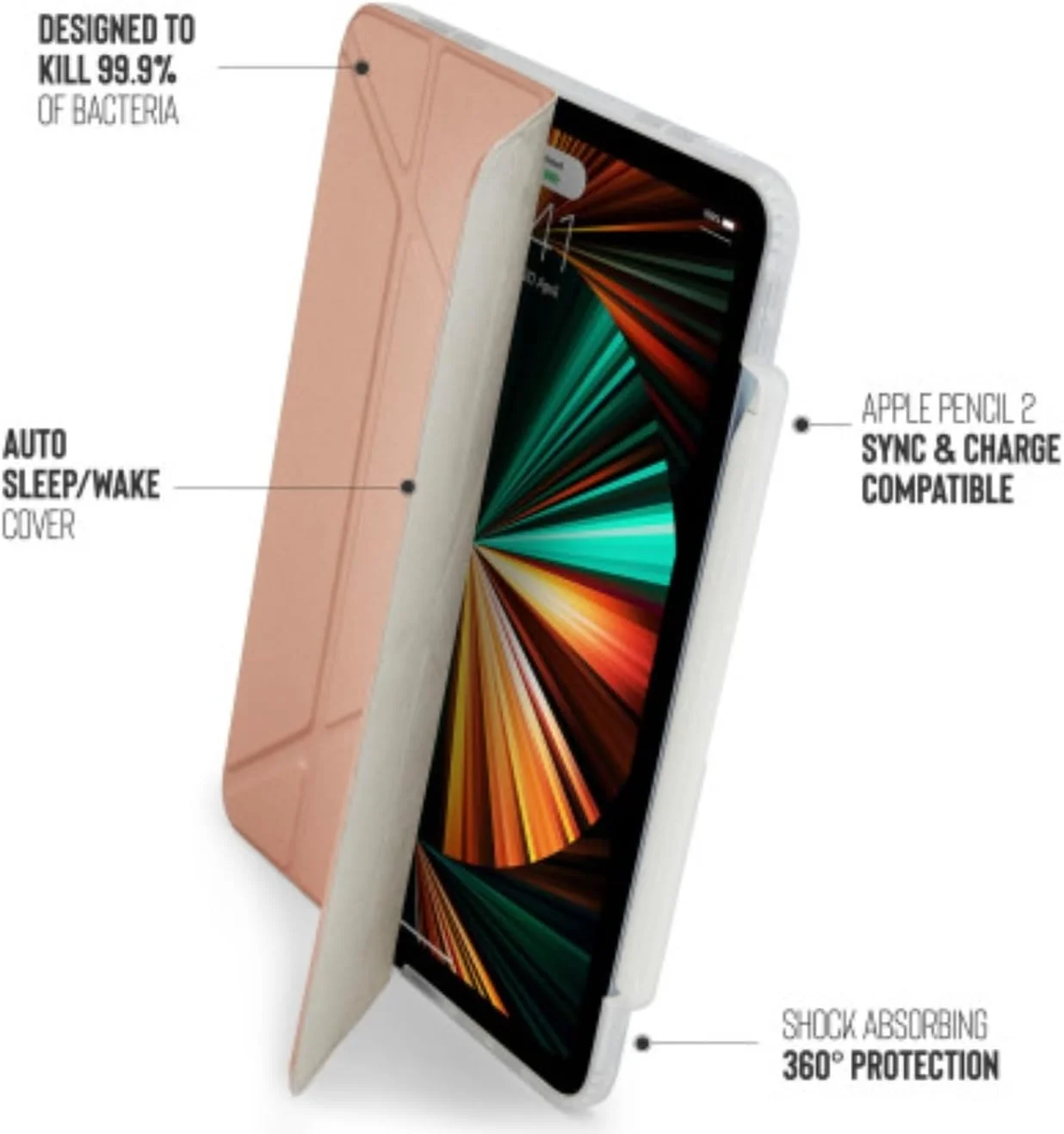 کیف تبلت پیپتو اوریگامی مدل No. 3 Pencil Folio مناسب برای آیپد پرو 12.9 اینچی اپل (مدل های 2022/2021/2020/2018)، رزگلد کیف تبلت پیپتو اوریگامی مدل No. 3 Pencil Folio مناسب برای آیپد پرو 12.9 اینچی اپل (مدل های 2022/2021/2020/2018)، رزگلد