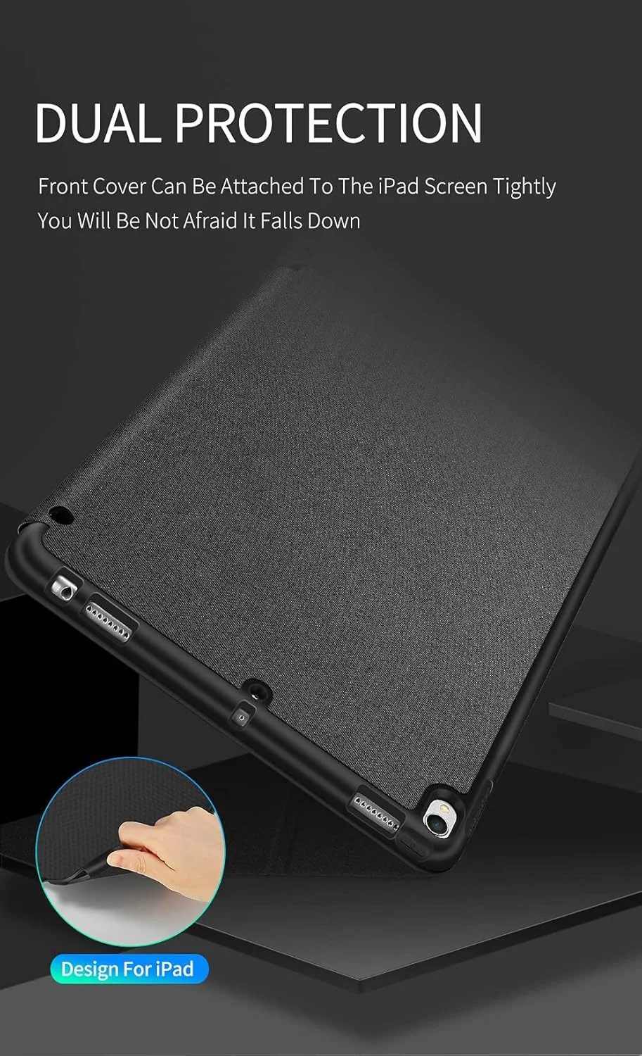 کاور محافظ سری DUX DUCIS [Domo] مناسب برای آیپد پرو 10.5 (2017) / آیپد ایر 3 (2019)، کاور چرمی PU سه تایی تاشو با قابلیت استند دوگانه، دارای جای قلم و قابلیت خواب/بیدار شدن خودکار - مشکی