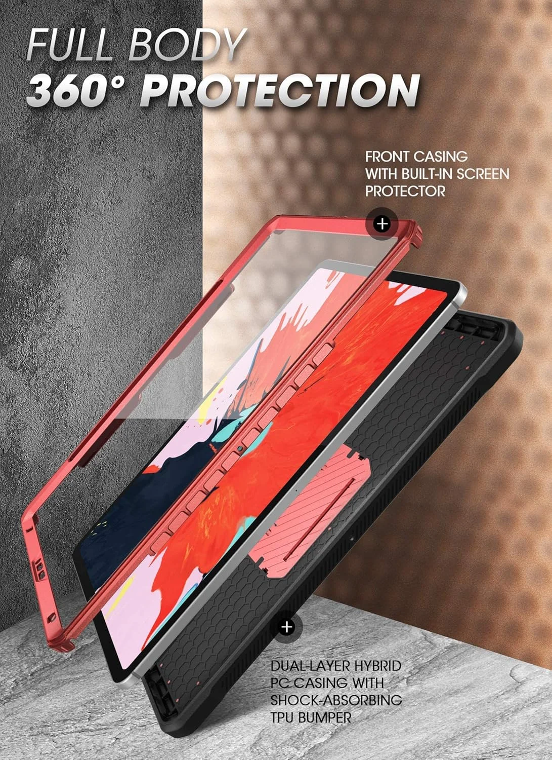 کاور SUPCASE مدل [Unicorn Beetle Pro] طراحی شده برای آیپد پرو 11 اینچ 2020، کاور فول بادی (نسخه دارای جایگاه قلم اپل) با محافظ صفحه نمایش داخلی - Ruddy