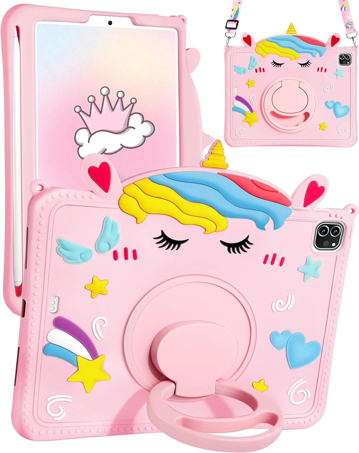 کاور تبلت گورگیتات مناسب آیپد ایر 11 اینچ M2 2024/M3 2025/Air نسل 5/4 10.9 اینچ/پرو 11 - با جای قلم، طرح کارتونی تکشاخ سیلیکونی زیبا با استند چرخشی و بند برای دختران نوجوان کاور تبلت گورگیتات مناسب آیپد ایر 11 اینچ M2 2024/M3 2025/Air نسل 5/4 10.9 اینچ/پرو 11 - با جای قلم، طرح کارتونی تکشاخ سیلیکونی زیبا با استند چرخشی و بند برای دختران نوجوان