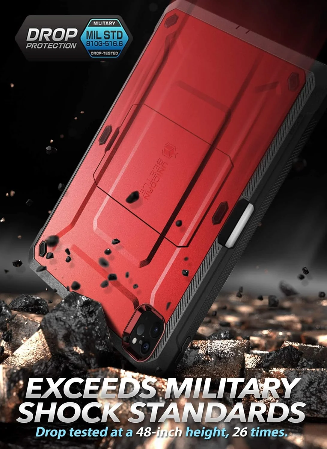 کاور SUPCASE مدل [Unicorn Beetle Pro] طراحی شده برای آیپد پرو 11 اینچ 2020، کاور فول بادی (نسخه دارای جایگاه قلم اپل) با محافظ صفحه نمایش داخلی - Ruddy