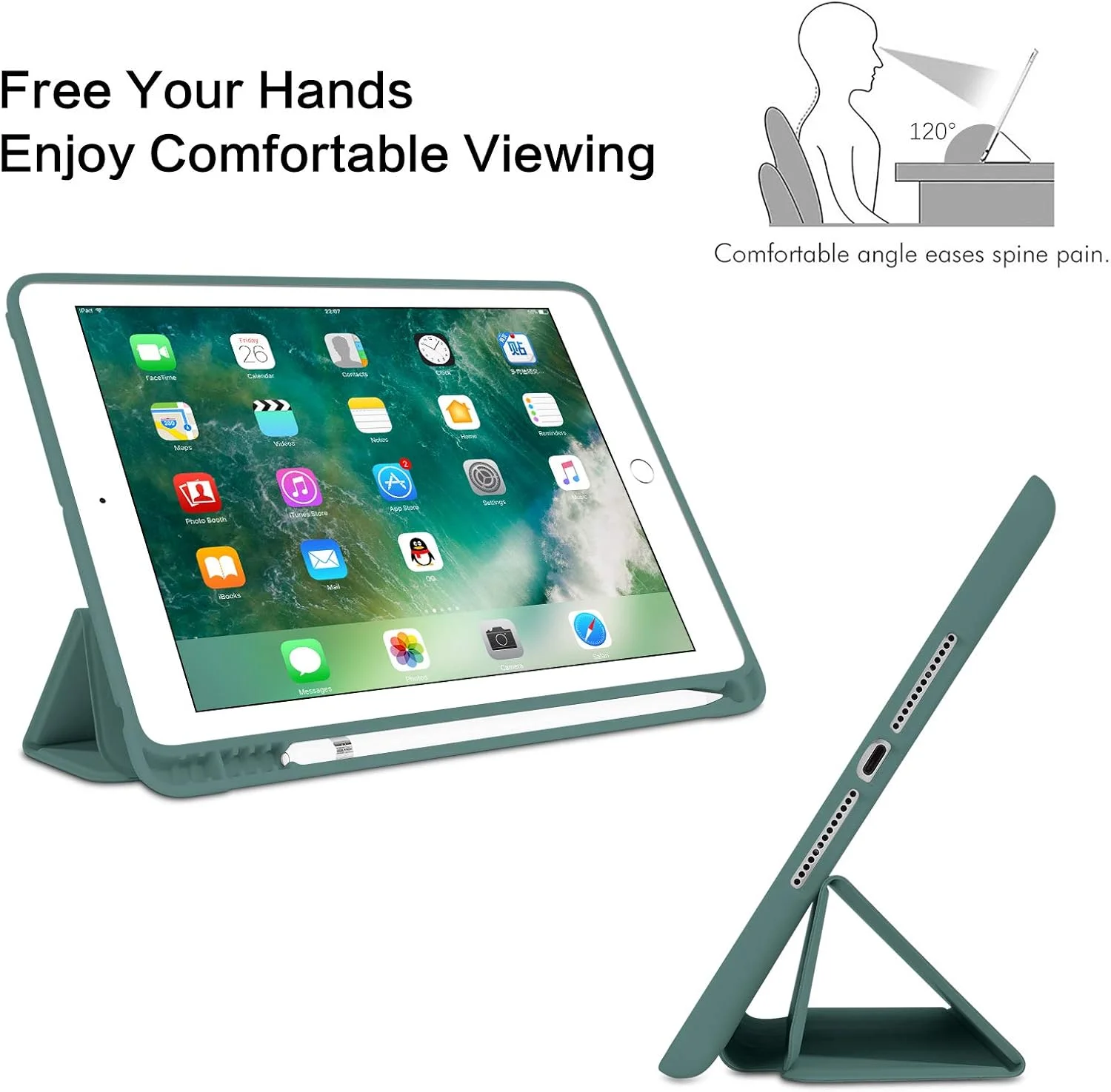 کیف آیپد نسل ششم BENTOBEN، کیف آیپد نسل پنجم با نگهدارنده مداد، کیف محافظ تبلت تاشو و هوشمند با قابلیت بیدار/خواب خودکار برای اپل آیپد 9.7 اینچی 2018/2017، سبز نیمه شب کیف آیپد نسل ششم BENTOBEN، کیف آیپد نسل پنجم با نگهدارنده مداد، کیف محافظ تبلت تاشو و هوشمند با قابلیت بیدار/خواب خودکار برای اپل آیپد 9.7 اینچی 2018/2017، سبز نیمه شب