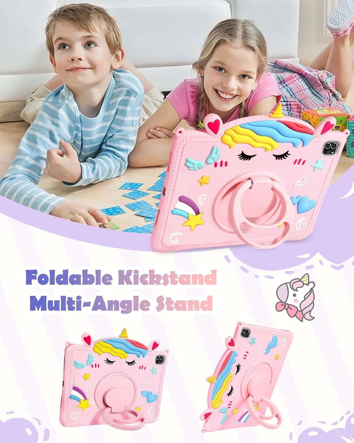 کاور تبلت گورگیتات مناسب آیپد ایر 11 اینچ M2 2024/M3 2025/Air نسل 5/4 10.9 اینچ/پرو 11 - با جای قلم، طرح کارتونی تکشاخ سیلیکونی زیبا با استند چرخشی و بند برای دختران نوجوان کاور تبلت گورگیتات مناسب آیپد ایر 11 اینچ M2 2024/M3 2025/Air نسل 5/4 10.9 اینچ/پرو 11 - با جای قلم، طرح کارتونی تکشاخ سیلیکونی زیبا با استند چرخشی و بند برای دختران نوجوان