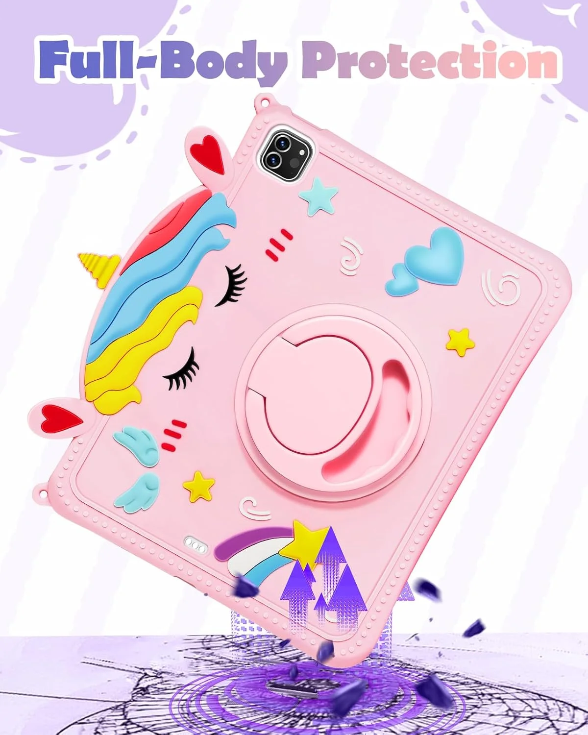 کاور تبلت گورگیتات مناسب آیپد ایر 11 اینچ M2 2024/M3 2025/Air نسل 5/4 10.9 اینچ/پرو 11 - با جای قلم، طرح کارتونی تکشاخ سیلیکونی زیبا با استند چرخشی و بند برای دختران نوجوان کاور تبلت گورگیتات مناسب آیپد ایر 11 اینچ M2 2024/M3 2025/Air نسل 5/4 10.9 اینچ/پرو 11 - با جای قلم، طرح کارتونی تکشاخ سیلیکونی زیبا با استند چرخشی و بند برای دختران نوجوان