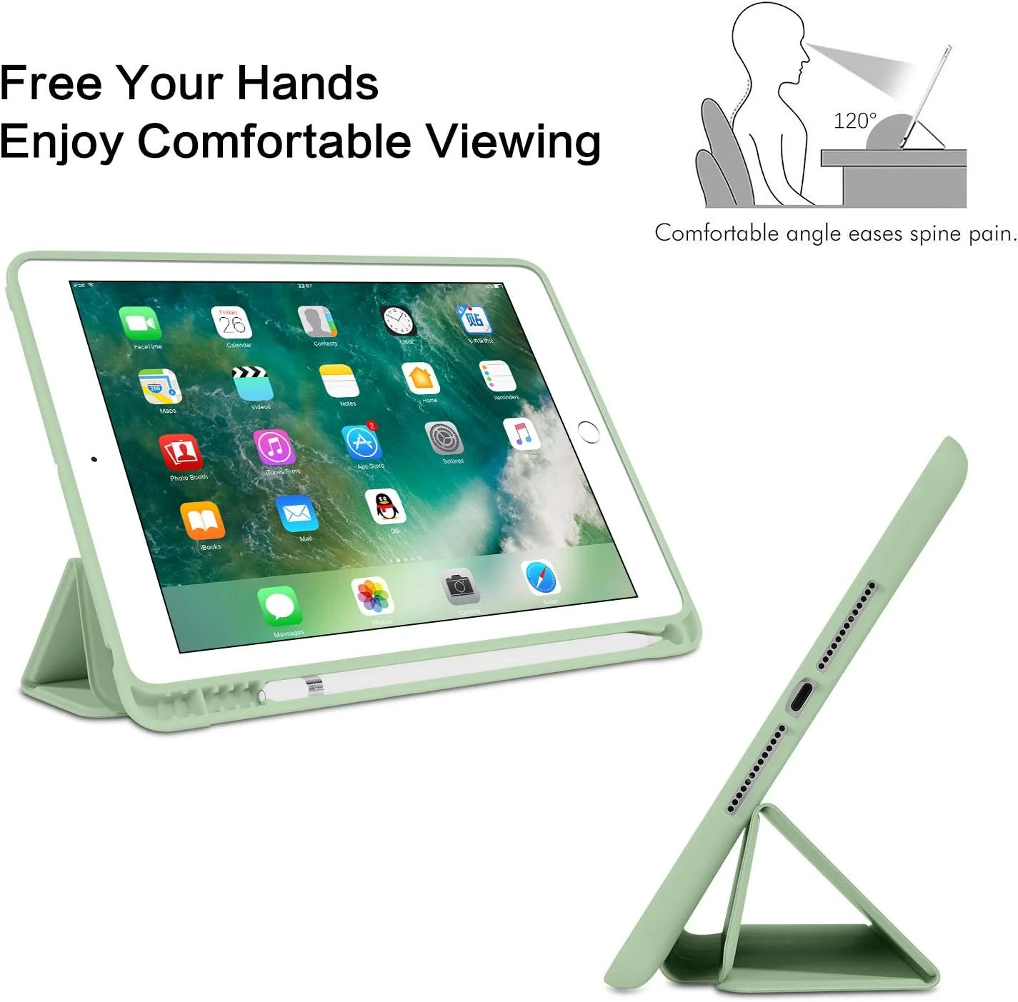 کیف آیپد نسل ششم BENTOBEN، کیف آیپد نسل پنجم با نگهدارنده مداد، کیف محافظ تبلت تاشو و هوشمند با قابلیت بیدار/خواب خودکار، مناسب برای اپل آیپد 9.7 اینچی 2018/2017، رنگ ماچا کیف آیپد نسل ششم BENTOBEN، کیف آیپد نسل پنجم با نگهدارنده مداد، کیف محافظ تبلت تاشو و هوشمند با قابلیت بیدار/خواب خودکار، مناسب برای اپل آیپد 9.7 اینچی 2018/2017، رنگ ماچا