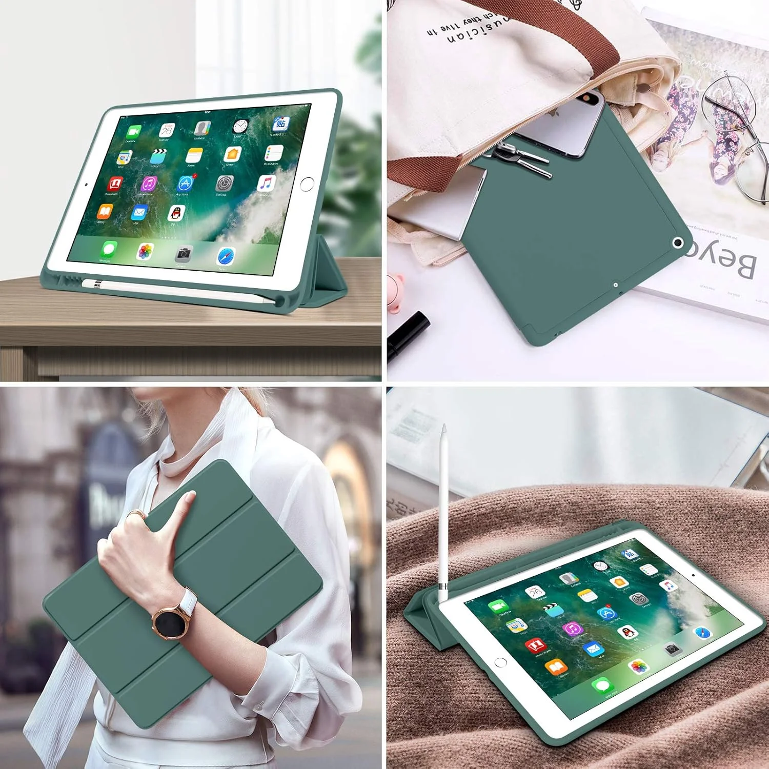 کیف آیپد نسل ششم BENTOBEN، کیف آیپد نسل پنجم با نگهدارنده مداد، کیف محافظ تبلت تاشو و هوشمند با قابلیت بیدار/خواب خودکار برای اپل آیپد 9.7 اینچی 2018/2017، سبز نیمه شب کیف آیپد نسل ششم BENTOBEN، کیف آیپد نسل پنجم با نگهدارنده مداد، کیف محافظ تبلت تاشو و هوشمند با قابلیت بیدار/خواب خودکار برای اپل آیپد 9.7 اینچی 2018/2017، سبز نیمه شب