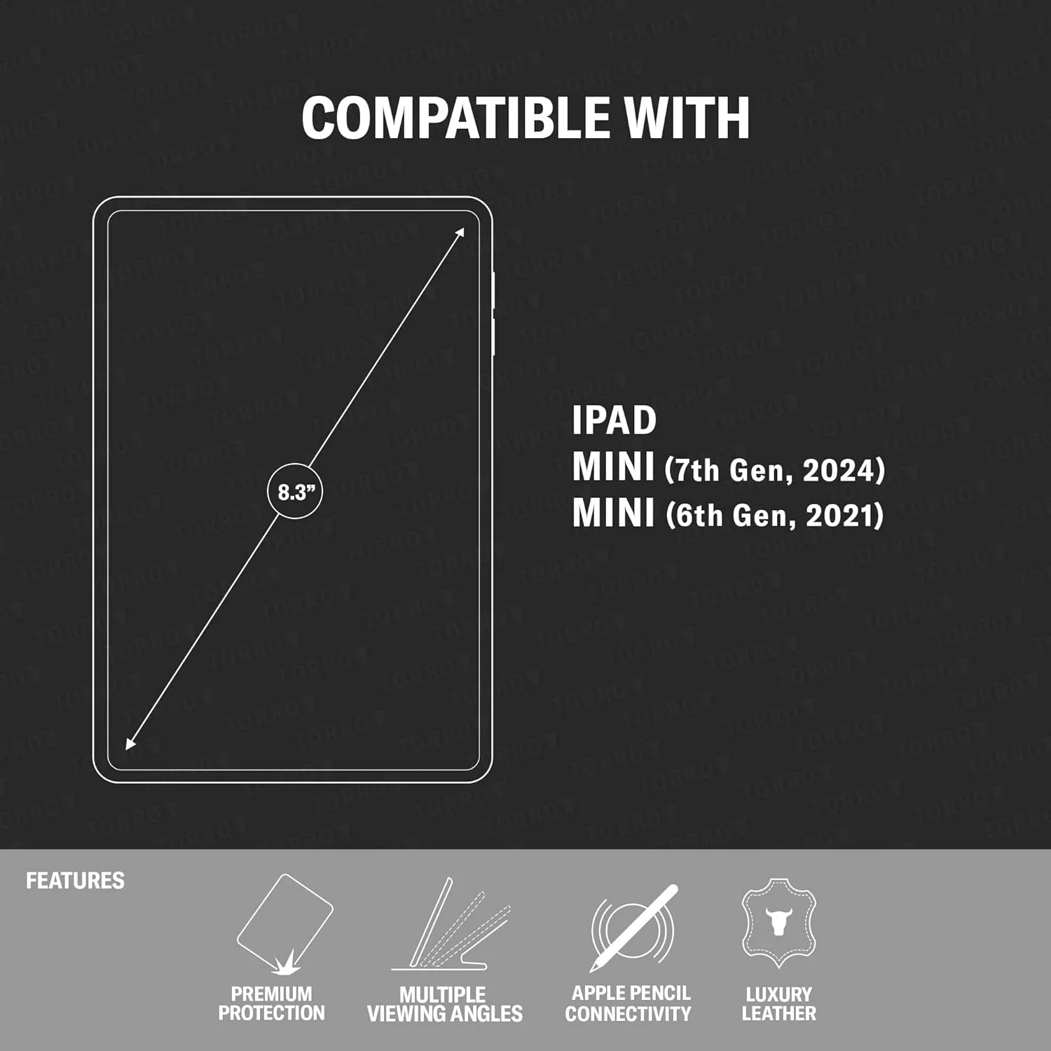 کیف تبلت TORRO سازگار با Apple iPad Mini نسل 6 - کاور چرمی با کیفیت عالی با [زاویه دید چندگانه] [فعال کردن Wake/Sleep] نسخه 2021 (قهوه ای تیره)