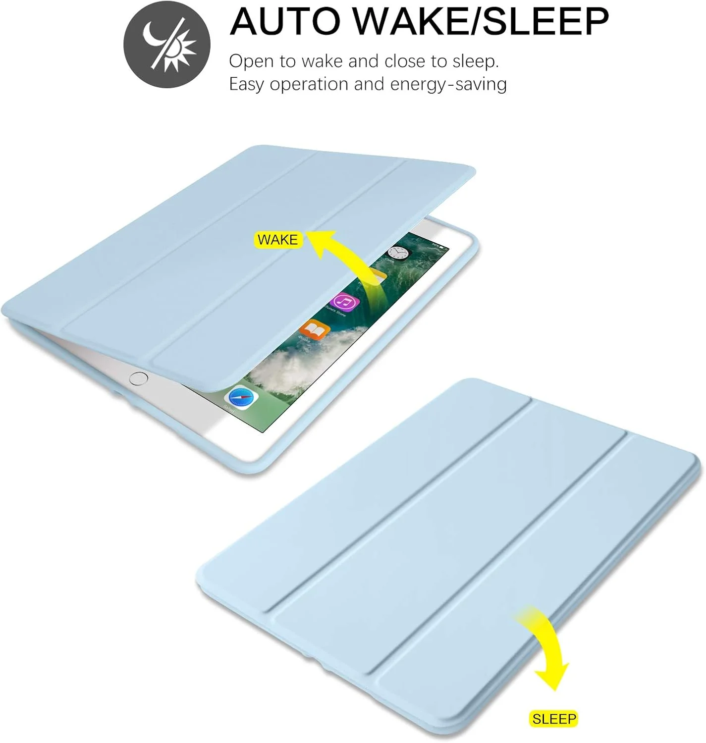 کیف آیپد نسل ششم BENTOBEN، کیف آیپد نسل پنجم با نگهدارنده مداد، کیف محافظ تبلت تاشو با قابلیت بیدار/خواب خودکار هوشمند، مناسب برای اپل آیپد 9.7 اینچی 2018/2017، آبی آسمانی کیف آیپد نسل ششم BENTOBEN، کیف آیپد نسل پنجم با نگهدارنده مداد، کیف محافظ تبلت تاشو با قابلیت بیدار/خواب خودکار هوشمند، مناسب برای اپل آیپد 9.7 اینچی 2018/2017، آبی آسمانی