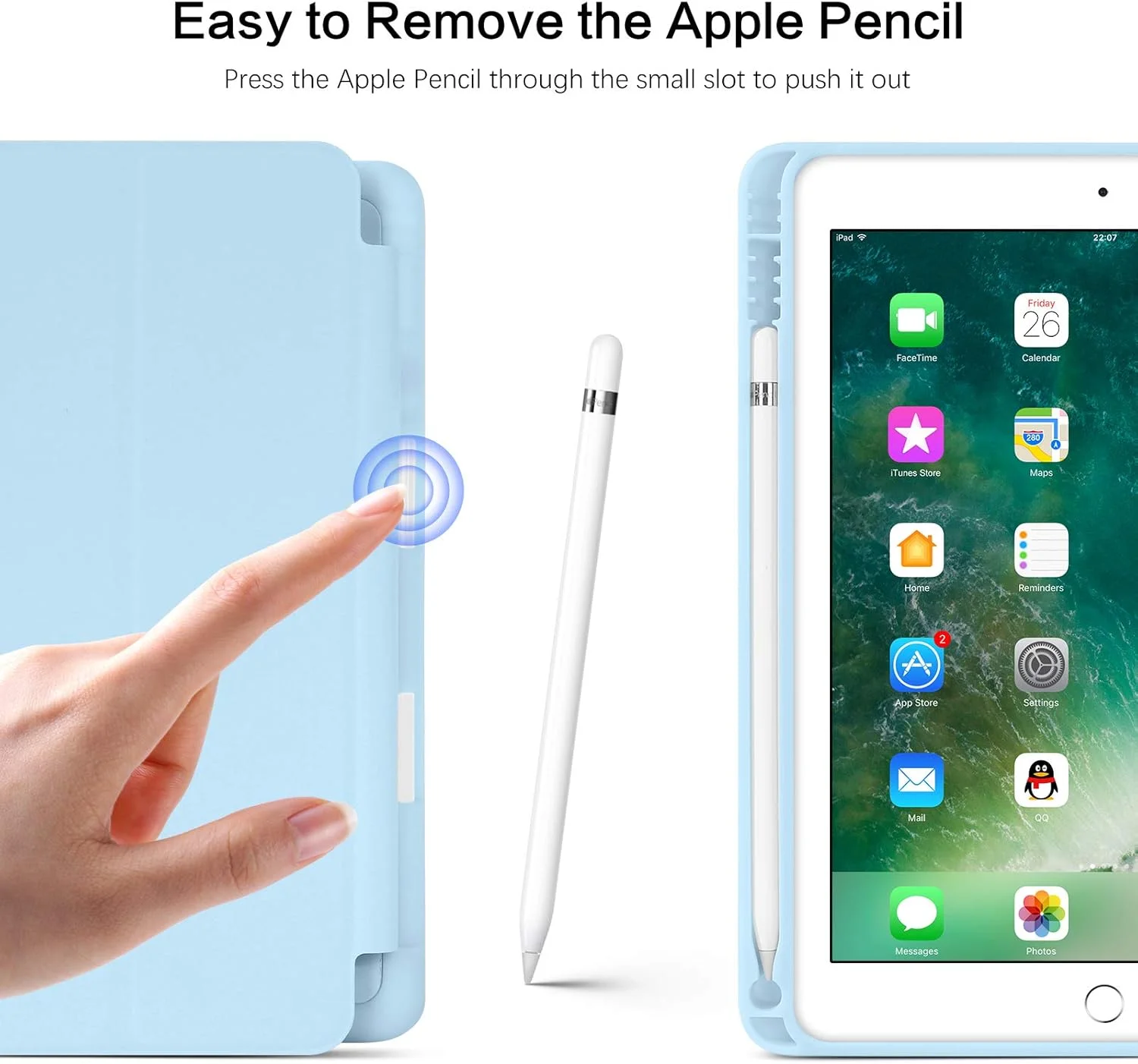 کیف آیپد نسل ششم BENTOBEN، کیف آیپد نسل پنجم با نگهدارنده مداد، کیف محافظ تبلت تاشو با قابلیت بیدار/خواب خودکار هوشمند، مناسب برای اپل آیپد 9.7 اینچی 2018/2017، آبی آسمانی کیف آیپد نسل ششم BENTOBEN، کیف آیپد نسل پنجم با نگهدارنده مداد، کیف محافظ تبلت تاشو با قابلیت بیدار/خواب خودکار هوشمند، مناسب برای اپل آیپد 9.7 اینچی 2018/2017، آبی آسمانی