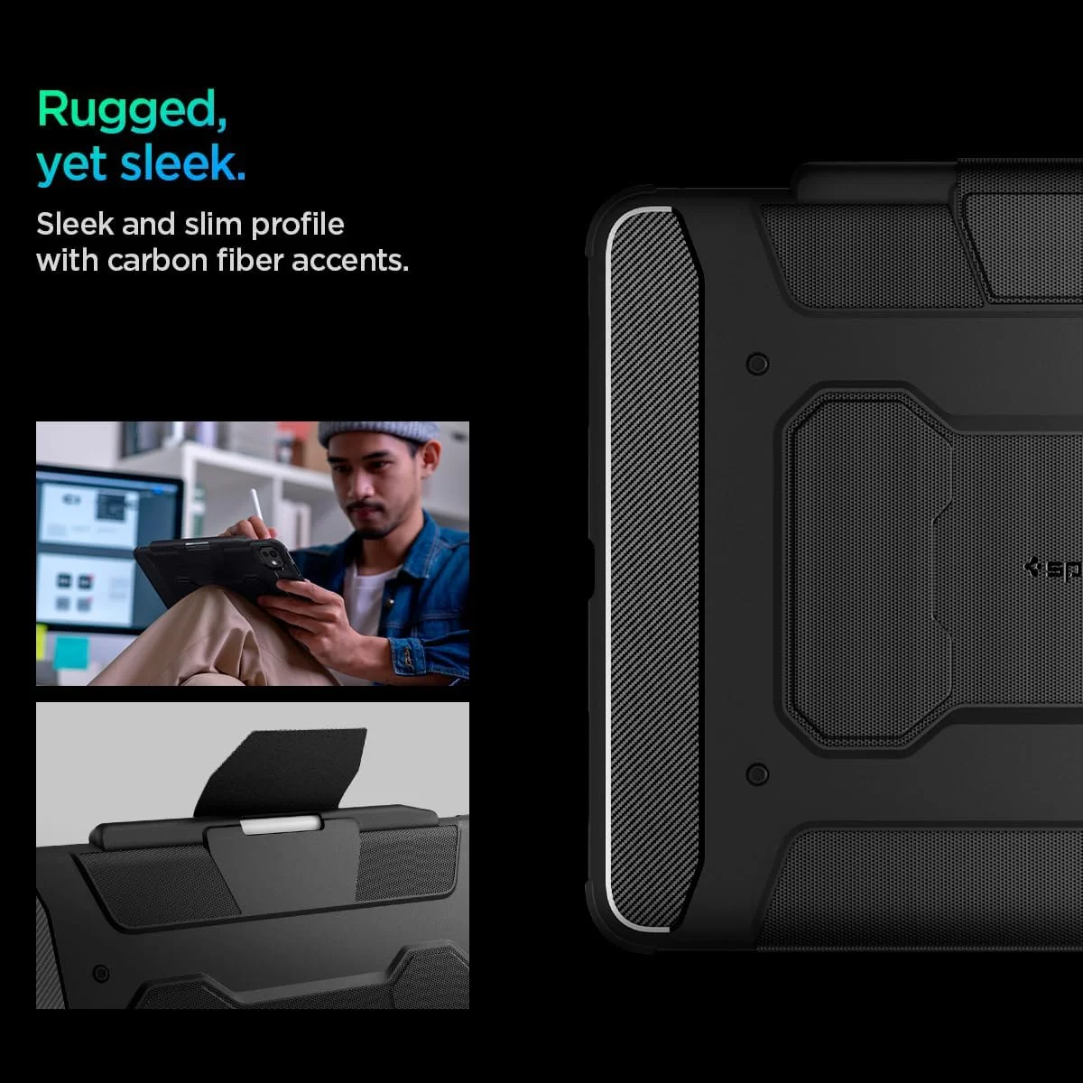 کاور محافظ آیپد پرو ۱۳ اینچ Spigen Rugged Armor Pro (2024) M4 به همراه جای قلم - مشکی کاور محافظ آیپد پرو ۱۳ اینچ Spigen Rugged Armor Pro (2024) M4 به همراه جای قلم - مشکی