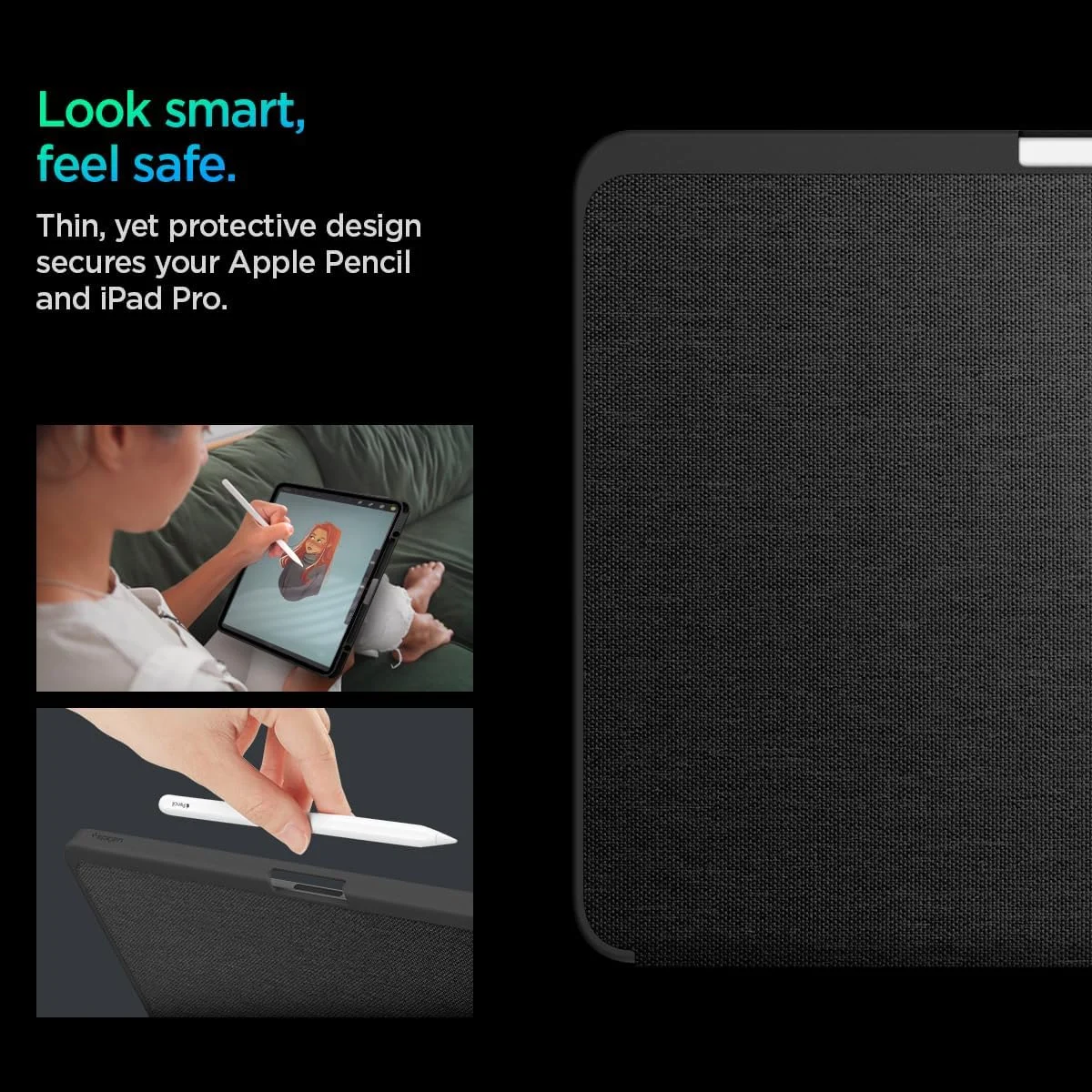 کاور محافظ آیپد پرو ۱۳ اینچ Spigen Urban Fit مدل M4 (2024) به همراه جای قلم - مشکی کاور محافظ آیپد پرو ۱۳ اینچ Spigen Urban Fit مدل M4 (2024) به همراه جای قلم - مشکی