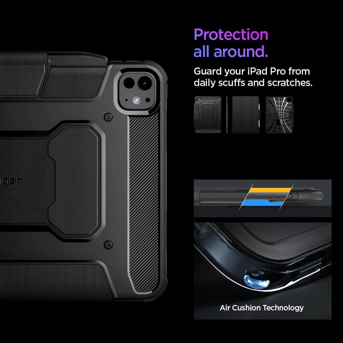 کاور محافظ آیپد پرو 11 اینچ Spigen Rugged Armor Pro (2024) M4 به همراه جای قلم - مشکی کاور محافظ آیپد پرو 11 اینچ Spigen Rugged Armor Pro (2024) M4 به همراه جای قلم - مشکی