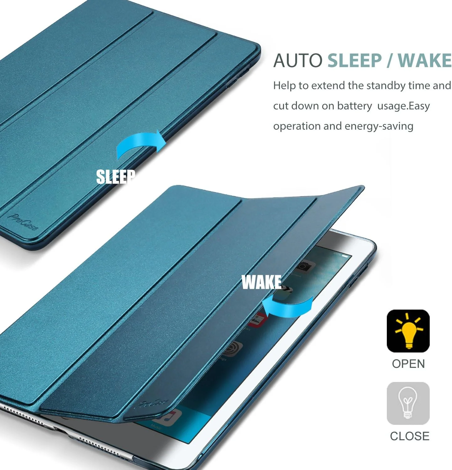 کاور آیپد مینی 4 پروکیس - کاور استند فوق العاده باریک و سبک با پشت مات نیمه شفاف و روکش هوشمند برای آیپد مینی 4 اپل (نسل چهارم آیپد مینی، مینی 4) - آبی فیروزه ای کاور آیپد مینی 4 پروکیس - کاور استند فوق العاده باریک و سبک با پشت مات نیمه شفاف و روکش هوشمند برای آیپد مینی 4 اپل (نسل چهارم آیپد مینی، مینی 4) - آبی فیروزه ای