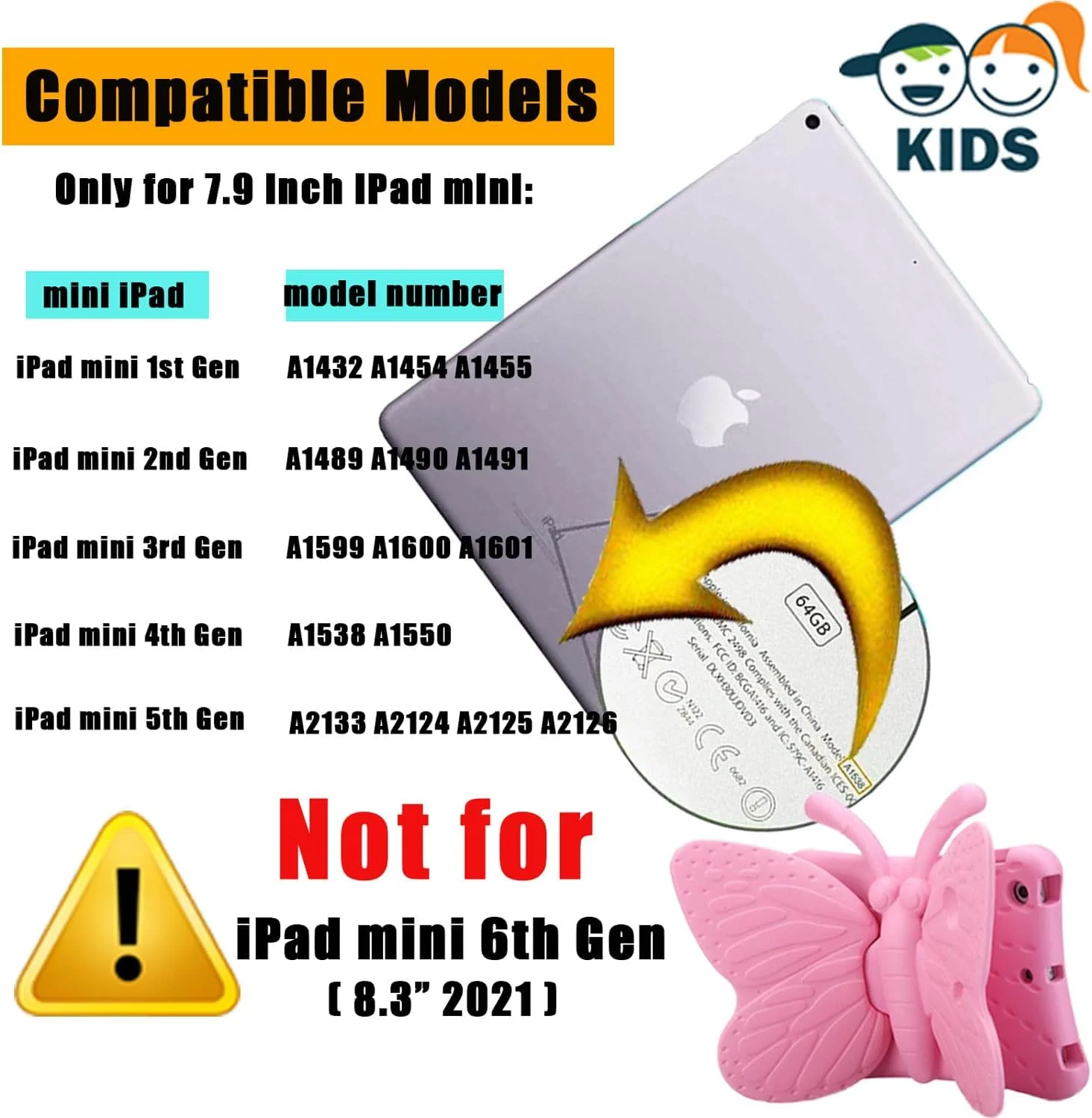 کاور آیپد مینی AWH مناسب کودکان، طراحی پروانه ای سبک و زیبا، ضد ضربه، ساخته شده از فوم نرم EVA، محافظ تبلت برای اپل آیپد مینی 1/2/3/4 - صورتی کاور آیپد مینی AWH مناسب کودکان، طراحی پروانه ای سبک و زیبا، ضد ضربه، ساخته شده از فوم نرم EVA، محافظ تبلت برای اپل آیپد مینی 1/2/3/4 - صورتی