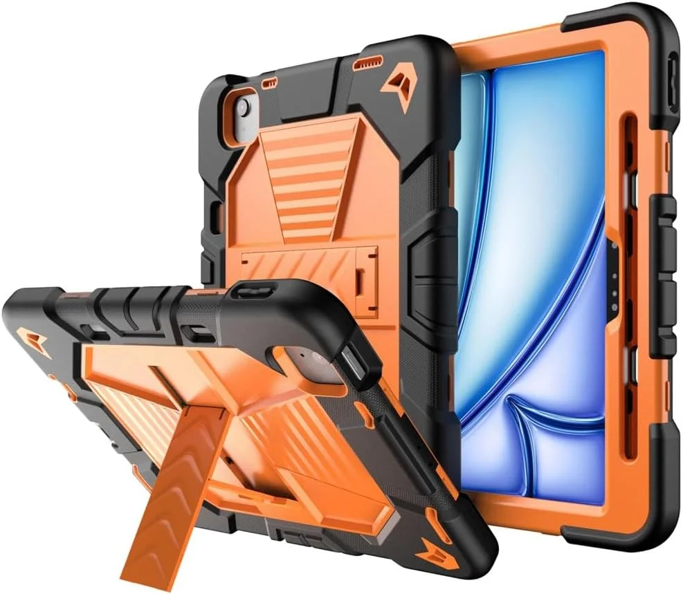 کاور محافظ تبلت یونیکیس مناسب برای آیپد ایر 11 اینچ 2024 M2 / ایر نسل 5 / 4 با استند، ساخته شده از PC + سیلیکون ضد ضربه به همراه جای قلم استایلوس - مشکی + نارنجی کاور محافظ تبلت یونیکیس مناسب برای آیپد ایر 11 اینچ 2024 M2 / ایر نسل 5 / 4 با استند، ساخته شده از PC + سیلیکون ضد ضربه به همراه جای قلم استایلوس - مشکی + نارنجی