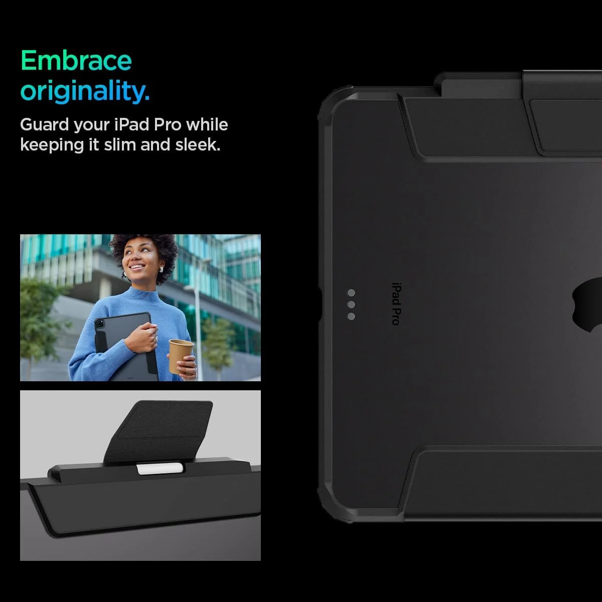 کاور محافظ آیپد پرو ۱۳ اینچ Spigen Ultra Hybrid Pro (مدل ۲۰۲۴) M4 با پشت شفاف و جای قلم - مشکی کاور محافظ آیپد پرو ۱۳ اینچ Spigen Ultra Hybrid Pro (مدل ۲۰۲۴) M4 با پشت شفاف و جای قلم - مشکی