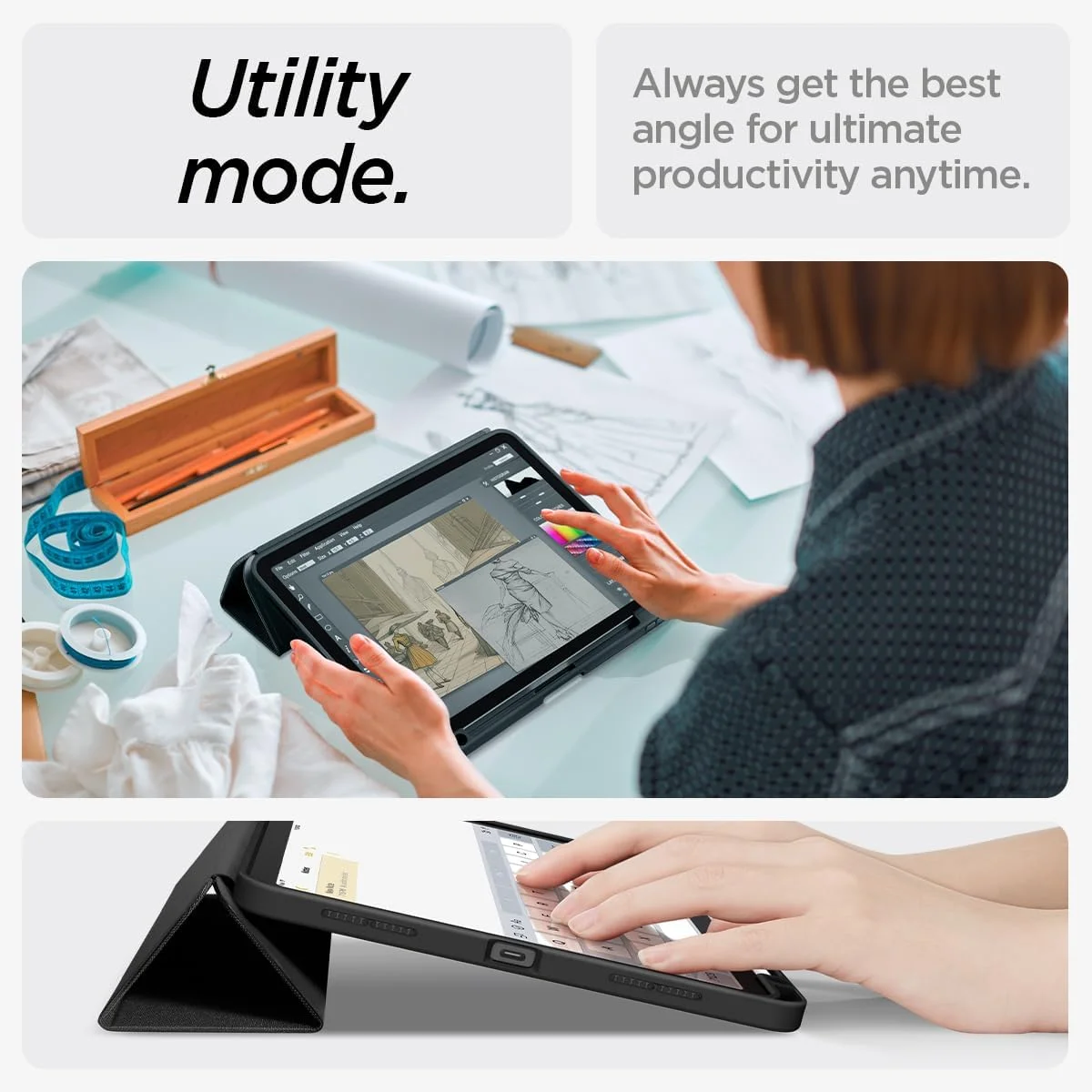 کاور محافظ آیپد ایر 11 اینچ Spigen Urban Fit (مدل 2024) M2، کاور آیپد ایر 10.9 اینچ نسل 5/4 (مدل 2022/2020) به همراه جای قلم - مشکی کاور محافظ آیپد ایر 11 اینچ Spigen Urban Fit (مدل 2024) M2، کاور آیپد ایر 10.9 اینچ نسل 5/4 (مدل 2022/2020) به همراه جای قلم - مشکی