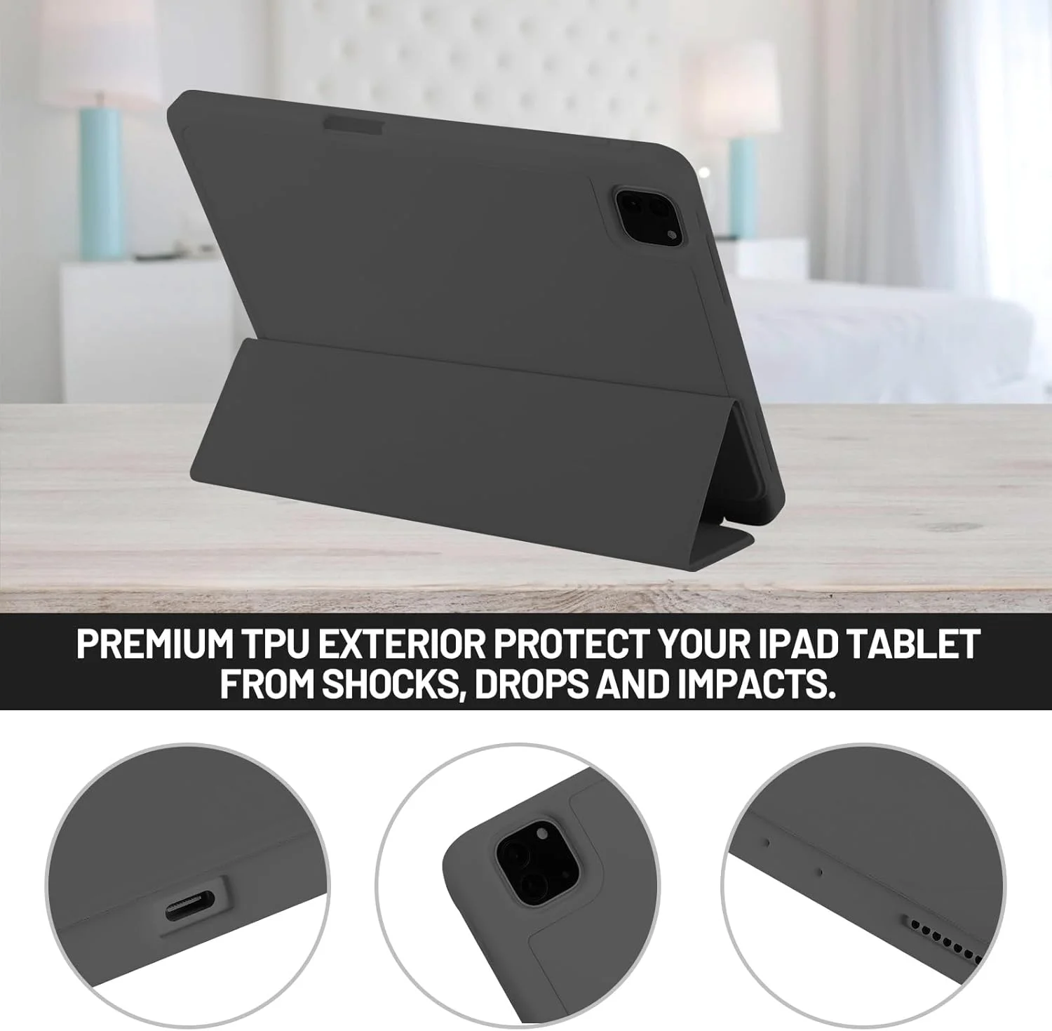 کاور AWH مناسب برای آیپد پرو 11 2022/2021/2020، کاور آیپد پرو 11 با جای قلم، کاور هوشمند استند برای آیپد پرو 11 اینچی نسل 11، شارژ قلم اپل نسل 2 با قابلیت بیدار/خواب خودکار، مشکی