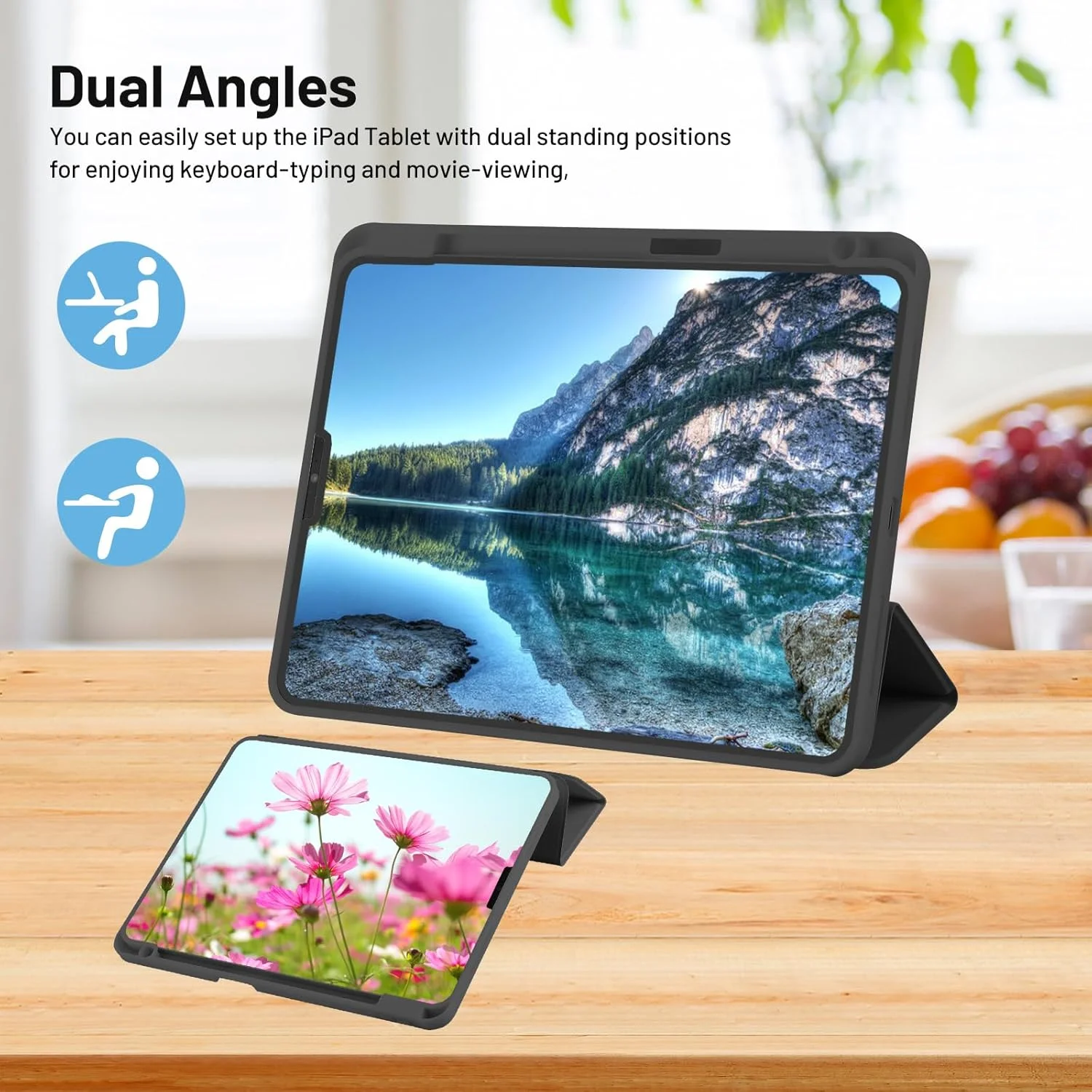 کاور AWH مناسب برای آیپد پرو 11 2022/2021/2020، کاور آیپد پرو 11 با جای قلم، کاور هوشمند استند برای آیپد پرو 11 اینچی نسل 11، شارژ قلم اپل نسل 2 با قابلیت بیدار/خواب خودکار، مشکی