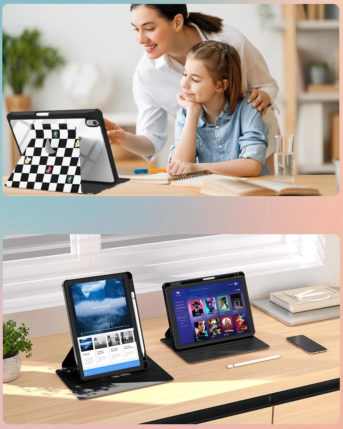 کاور آیپد A16 مدل Uppuppy - کاور آیپد نسل 10 اینچی 10.9 اینچی، مناسب دختران و بانوان، طرح شطرنجی زیبا و منحصر به فرد، دارای استند چرخشی، کاور تبلت Folio برای اپل 10/11 2025 کاور آیپد A16 مدل Uppuppy - کاور آیپد نسل 10 اینچی 10.9 اینچی، مناسب دختران و بانوان، طرح شطرنجی زیبا و منحصر به فرد، دارای استند چرخشی، کاور تبلت Folio برای اپل 10/11 2025