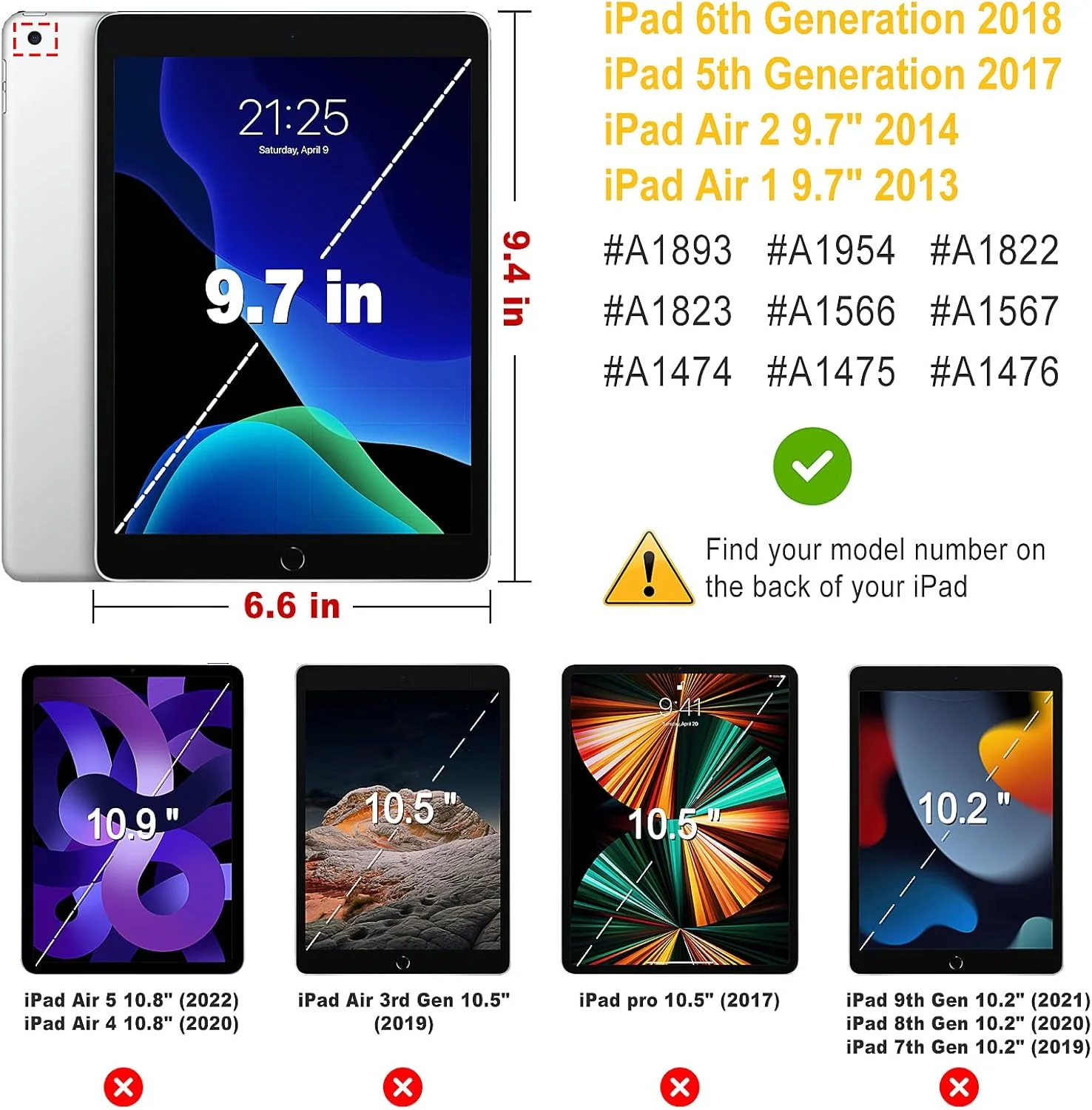 کاور آیپد 9.7 اینچی AWH مناسب برای آیپد 9.7 2018 2017 / آیپد ایر 2 / آیپد ایر - کاور چرخشی 360 درجه برای آیپد 9.7 اینچی (نسل 5، نسل 6) / آیپد ایر 2 / آیپد ایر با قابلیت خواب و بیدار شدن خودکار (مشکی)