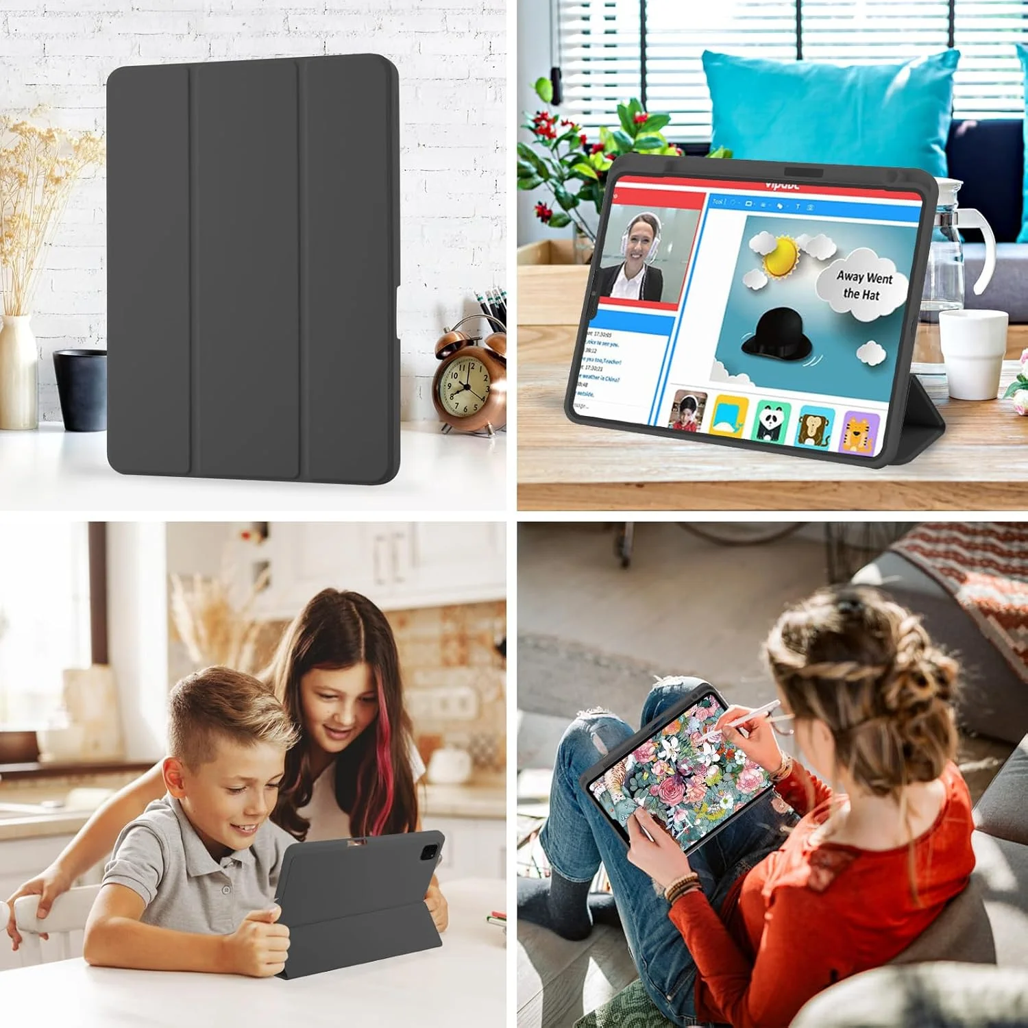 کاور AWH مناسب برای آیپد پرو 11 2022/2021/2020، کاور آیپد پرو 11 با جای قلم، کاور هوشمند استند برای آیپد پرو 11 اینچی نسل 11، شارژ قلم اپل نسل 2 با قابلیت بیدار/خواب خودکار، مشکی