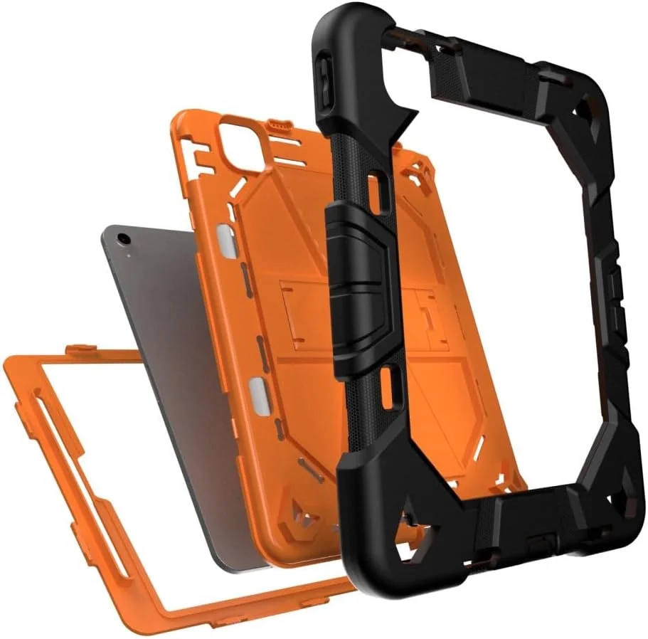 کاور محافظ تبلت یونیکیس مناسب برای آیپد ایر 11 اینچ 2024 M2 / ایر نسل 5 / 4 با استند، ساخته شده از PC + سیلیکون ضد ضربه به همراه جای قلم استایلوس - مشکی + نارنجی کاور محافظ تبلت یونیکیس مناسب برای آیپد ایر 11 اینچ 2024 M2 / ایر نسل 5 / 4 با استند، ساخته شده از PC + سیلیکون ضد ضربه به همراه جای قلم استایلوس - مشکی + نارنجی
