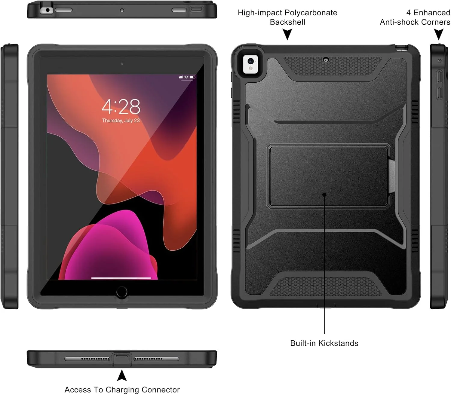 کاور محافظتی Soke مناسب برای آیپد نسل ششم/پنجم 9.7 اینچی 2018/2017، دارای محافظ صفحه نمایش داخلی و پایه، کاور محافظتی سنگین و مقاوم برای Apple iPad Air 2 / Pro 9.7 - مشکی کاور محافظتی Soke مناسب برای آیپد نسل ششم/پنجم 9.7 اینچی 2018/2017، دارای محافظ صفحه نمایش داخلی و پایه، کاور محافظتی سنگین و مقاوم برای Apple iPad Air 2 / Pro 9.7 - مشکی