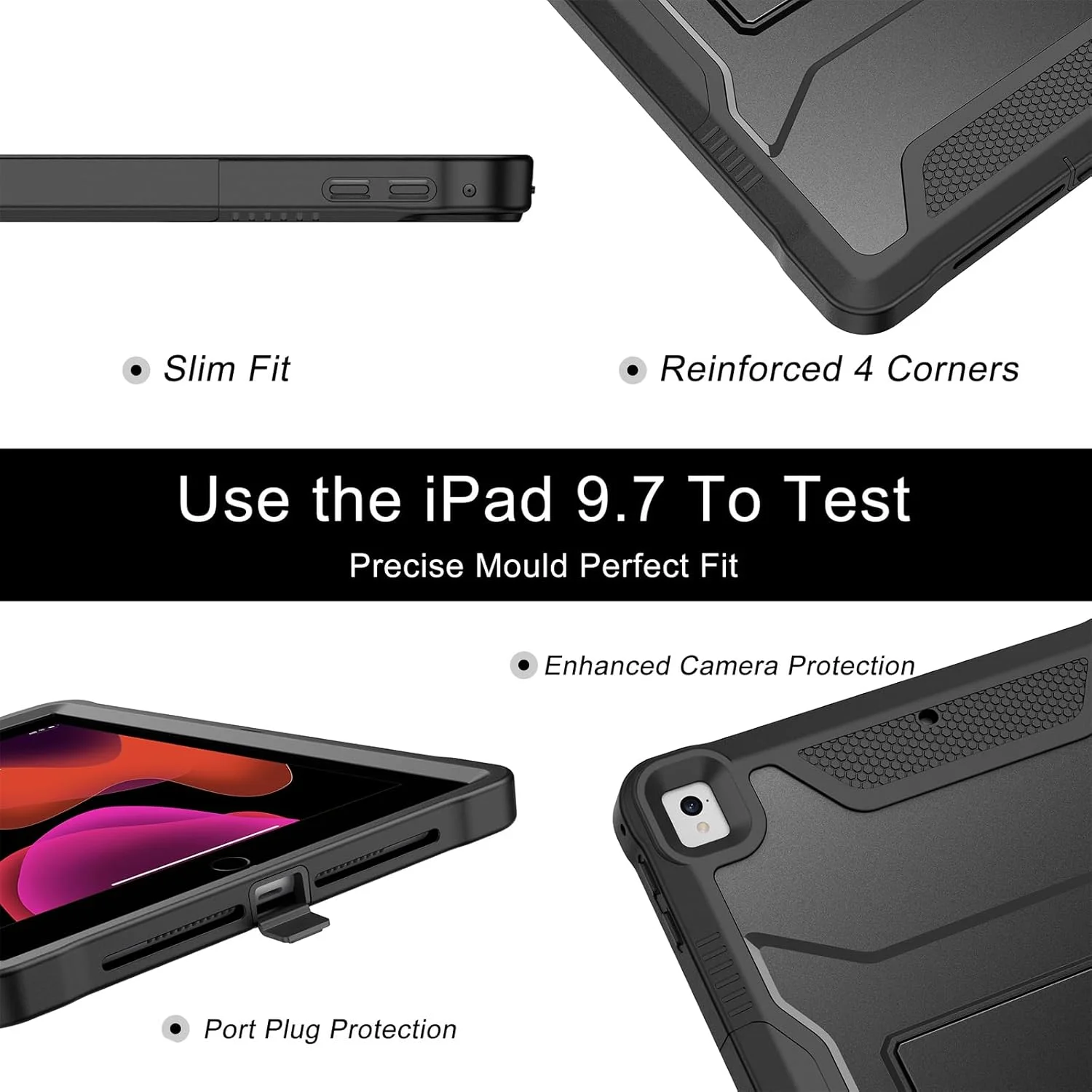 کاور محافظتی Soke مناسب برای آیپد نسل ششم/پنجم 9.7 اینچی 2018/2017، دارای محافظ صفحه نمایش داخلی و پایه، کاور محافظتی سنگین و مقاوم برای Apple iPad Air 2 / Pro 9.7 - مشکی کاور محافظتی Soke مناسب برای آیپد نسل ششم/پنجم 9.7 اینچی 2018/2017، دارای محافظ صفحه نمایش داخلی و پایه، کاور محافظتی سنگین و مقاوم برای Apple iPad Air 2 / Pro 9.7 - مشکی