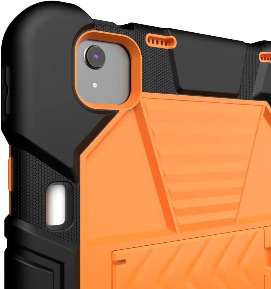 کاور محافظ تبلت یونیکیس مناسب برای آیپد ایر 11 اینچ 2024 M2 / ایر نسل 5 / 4 با استند، ساخته شده از PC + سیلیکون ضد ضربه به همراه جای قلم استایلوس - مشکی + نارنجی کاور محافظ تبلت یونیکیس مناسب برای آیپد ایر 11 اینچ 2024 M2 / ایر نسل 5 / 4 با استند، ساخته شده از PC + سیلیکون ضد ضربه به همراه جای قلم استایلوس - مشکی + نارنجی