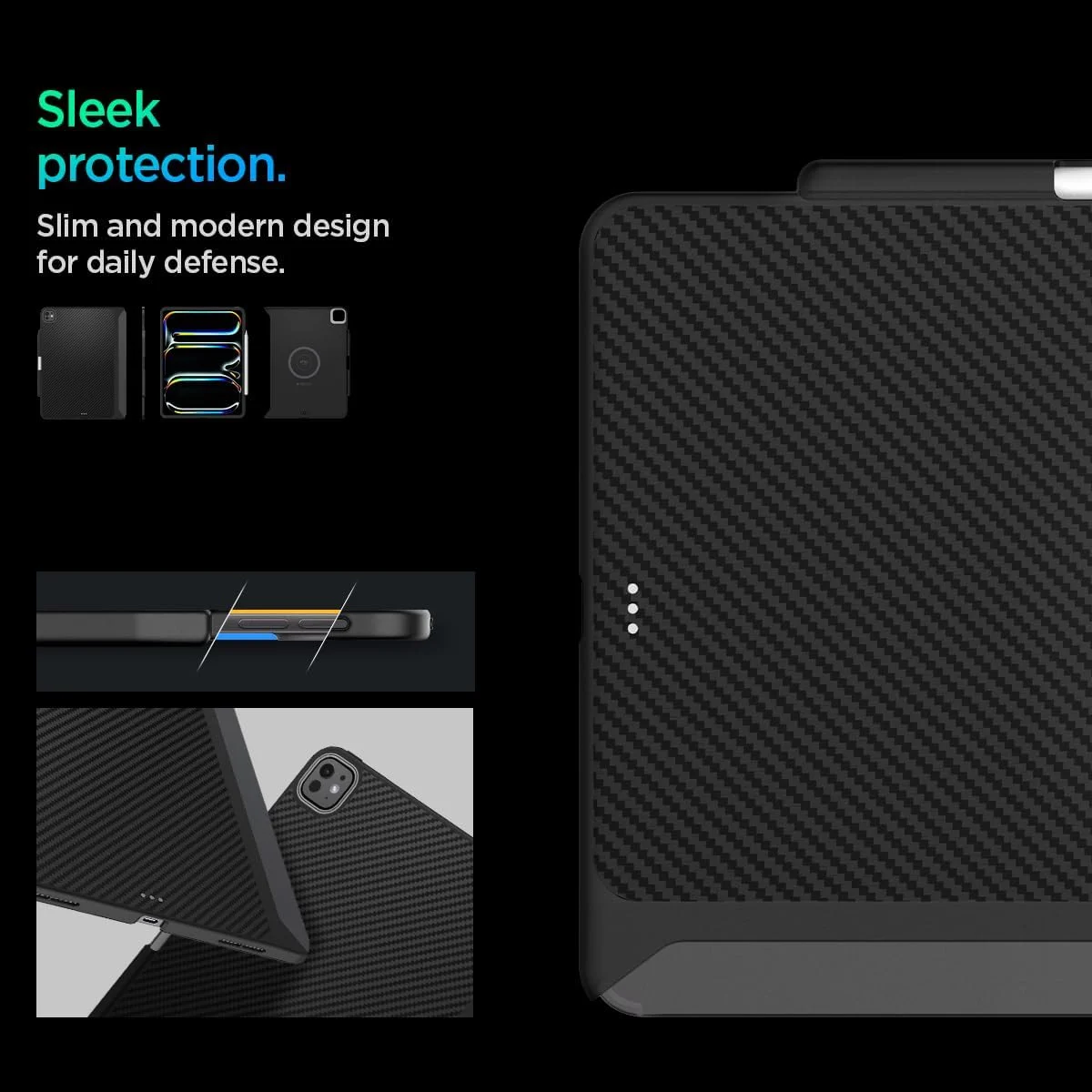 کاور محافظ اسپایگن Enzo Aramid سازگار با آیپد پرو ۱۳ اینچ نسل هفتم M4 (2024) - مشکی کاور محافظ اسپایگن Enzo Aramid سازگار با آیپد پرو ۱۳ اینچ نسل هفتم M4 (2024) - مشکی