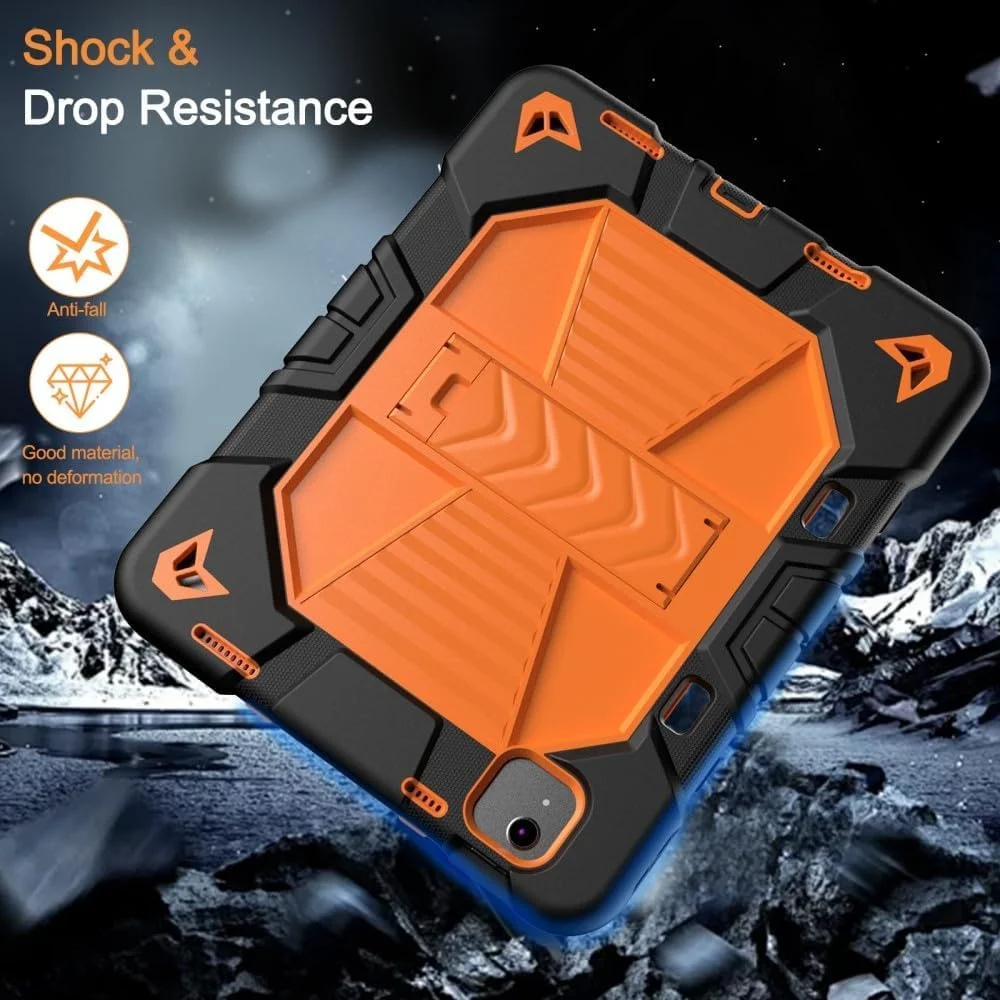 کاور محافظ تبلت یونیکیس مناسب برای آیپد ایر 11 اینچ 2024 M2 / ایر نسل 5 / 4 با استند، ساخته شده از PC + سیلیکون ضد ضربه به همراه جای قلم استایلوس - مشکی + نارنجی کاور محافظ تبلت یونیکیس مناسب برای آیپد ایر 11 اینچ 2024 M2 / ایر نسل 5 / 4 با استند، ساخته شده از PC + سیلیکون ضد ضربه به همراه جای قلم استایلوس - مشکی + نارنجی