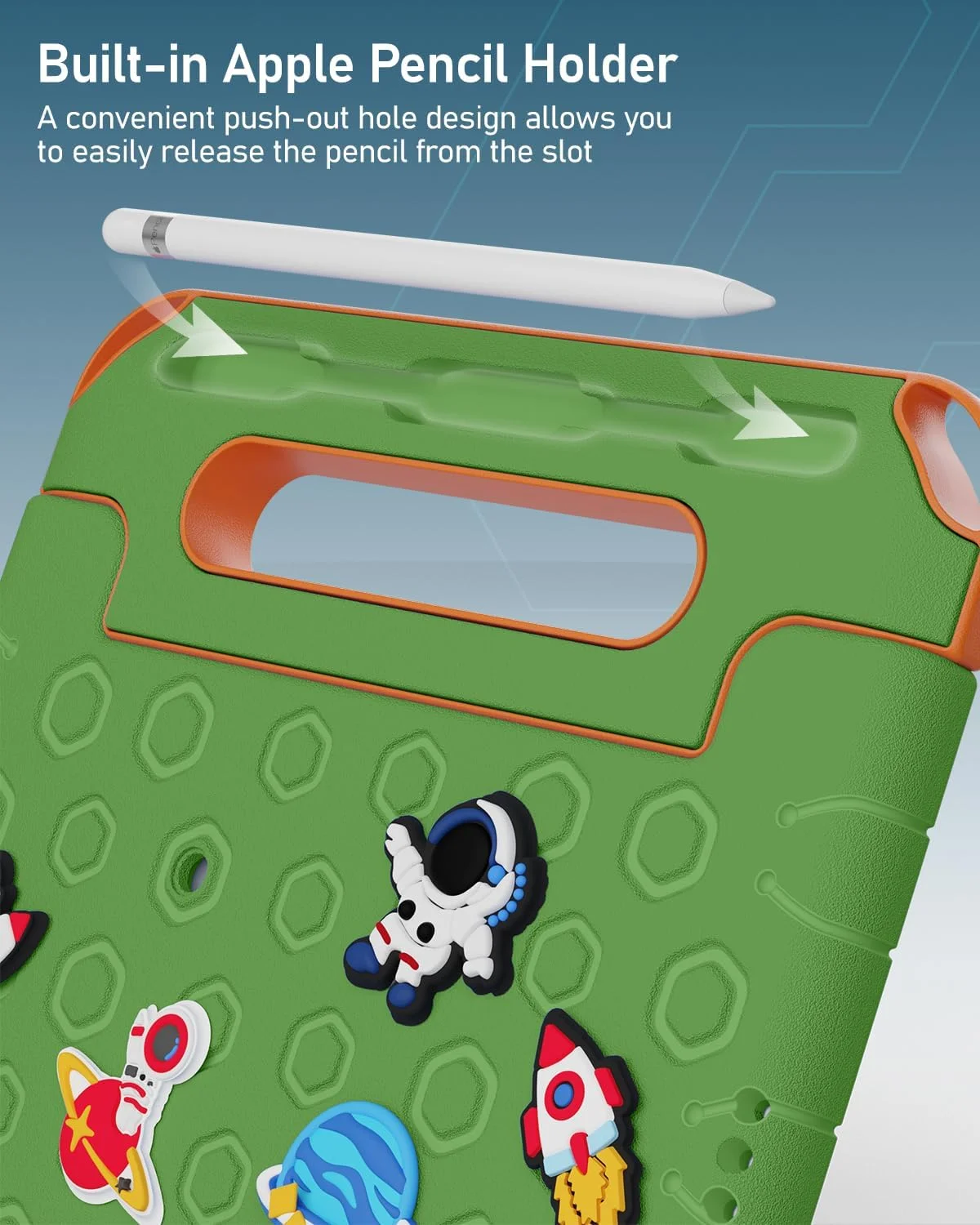 کاور محافظ کودکانه و مقاوم Moxedo از جنس EVA سیلیکونی، ضد ضربه با طرح کارتونی سه بعدی و جای مدادی، پایه و دسته سازگار با آیپد 9.7 اینچی اپل (سبز) کاور محافظ کودکانه و مقاوم Moxedo از جنس EVA سیلیکونی، ضد ضربه با طرح کارتونی سه بعدی و جای مدادی، پایه و دسته سازگار با آیپد 9.7 اینچی اپل (سبز)