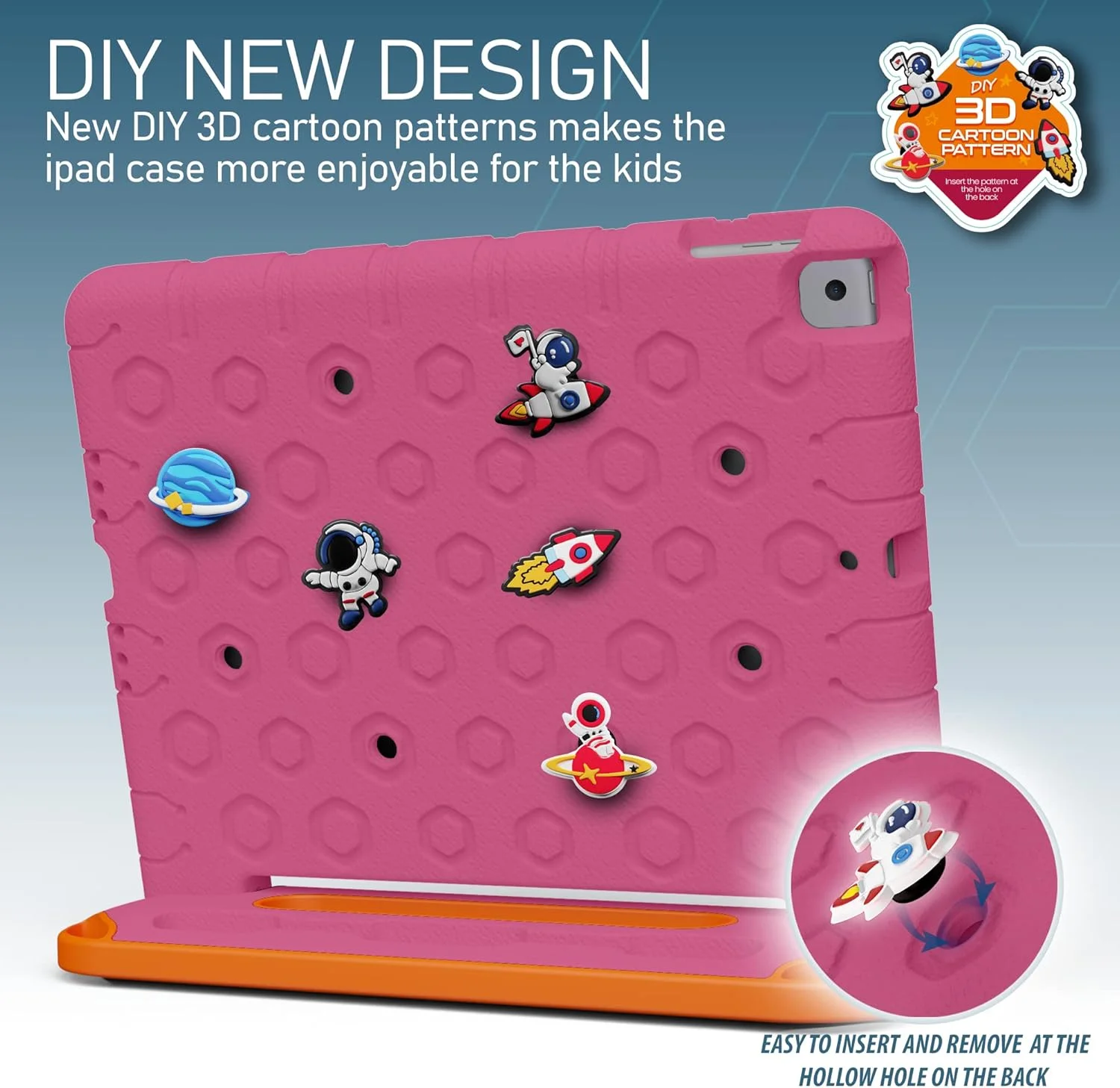 کاور محافظ کودکانه مقاوم Moxedo، ساخته شده از EVA سیلیکونی، ضد ضربه، با طرح کارتونی سه بعدی DIY به همراه جای مداد، استند و دسته، سازگار با آیپد 2021 (نسل نهم) 10.2 اینچی اپل (صورتی گل رز) کاور محافظ کودکانه مقاوم Moxedo، ساخته شده از EVA سیلیکونی، ضد ضربه، با طرح کارتونی سه بعدی DIY به همراه جای مداد، استند و دسته، سازگار با آیپد 2021 (نسل نهم) 10.2 اینچی اپل (صورتی گل رز)