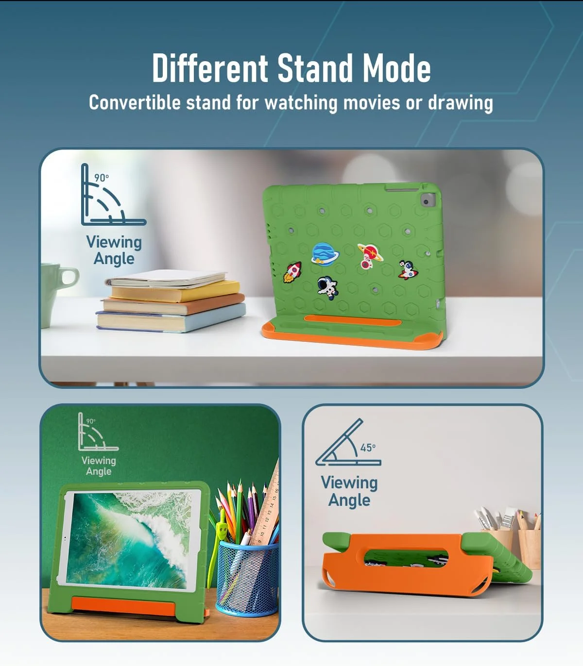کاور محافظ کودکانه و مقاوم Moxedo از جنس EVA سیلیکونی، ضد ضربه با طرح کارتونی سه بعدی و جای مدادی، پایه و دسته سازگار با آیپد 9.7 اینچی اپل (سبز) کاور محافظ کودکانه و مقاوم Moxedo از جنس EVA سیلیکونی، ضد ضربه با طرح کارتونی سه بعدی و جای مدادی، پایه و دسته سازگار با آیپد 9.7 اینچی اپل (سبز)