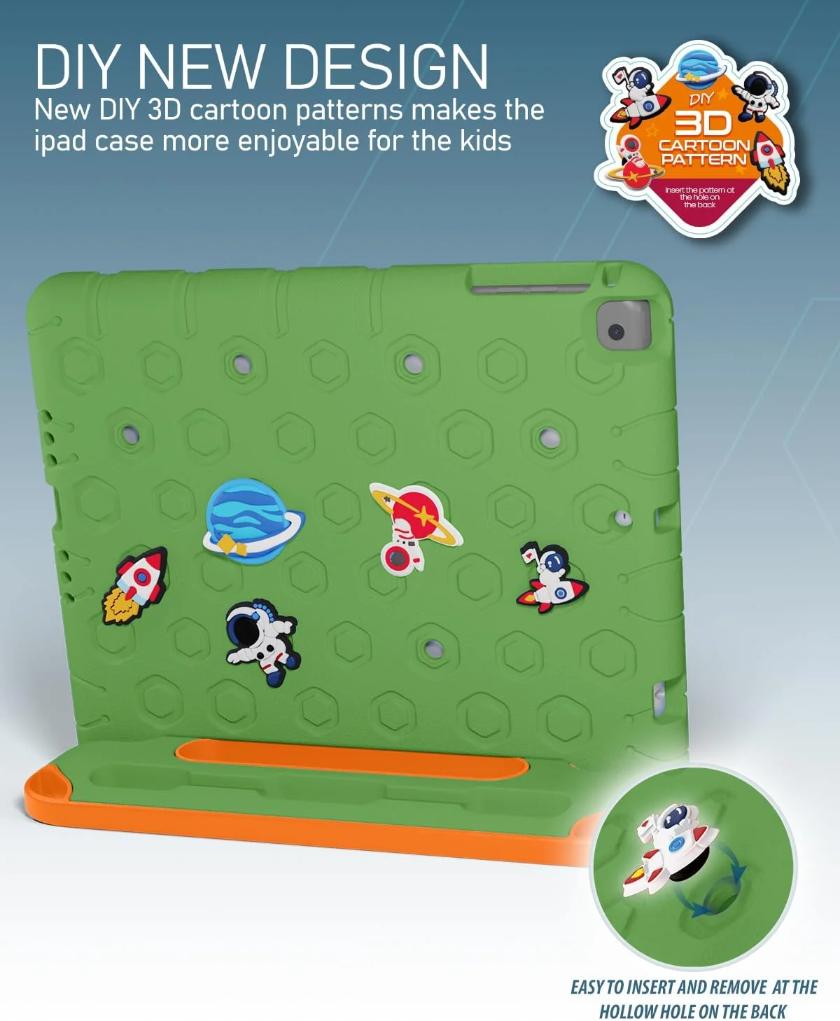 کاور محافظ کودکانه و مقاوم Moxedo از جنس EVA سیلیکونی، ضد ضربه با طرح کارتونی سه بعدی و جای مدادی، پایه و دسته سازگار با آیپد 9.7 اینچی اپل (سبز) کاور محافظ کودکانه و مقاوم Moxedo از جنس EVA سیلیکونی، ضد ضربه با طرح کارتونی سه بعدی و جای مدادی، پایه و دسته سازگار با آیپد 9.7 اینچی اپل (سبز)
