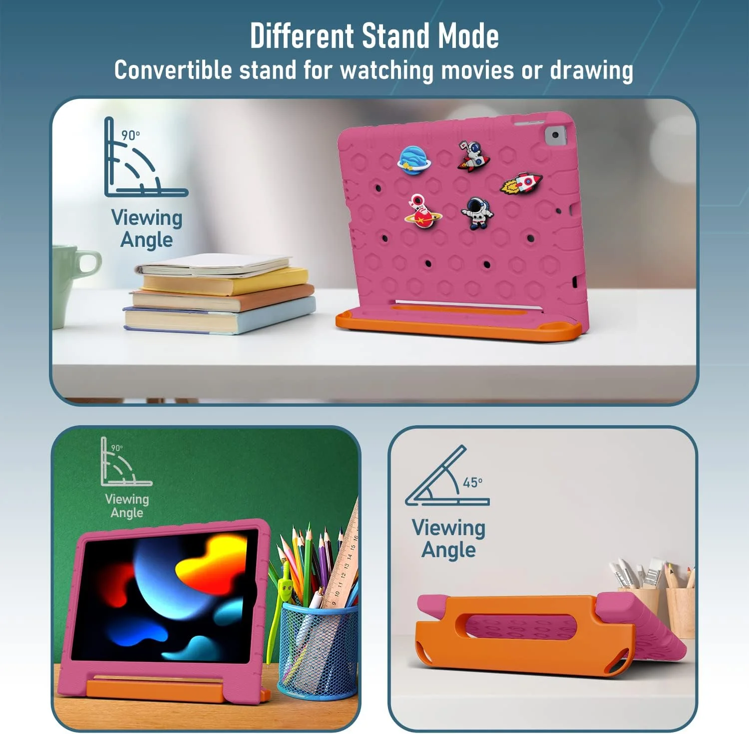 کاور محافظ کودکانه مقاوم Moxedo، ساخته شده از EVA سیلیکونی، ضد ضربه، با طرح کارتونی سه بعدی DIY به همراه جای مداد، استند و دسته، سازگار با آیپد 2021 (نسل نهم) 10.2 اینچی اپل (صورتی گل رز) کاور محافظ کودکانه مقاوم Moxedo، ساخته شده از EVA سیلیکونی، ضد ضربه، با طرح کارتونی سه بعدی DIY به همراه جای مداد، استند و دسته، سازگار با آیپد 2021 (نسل نهم) 10.2 اینچی اپل (صورتی گل رز)
