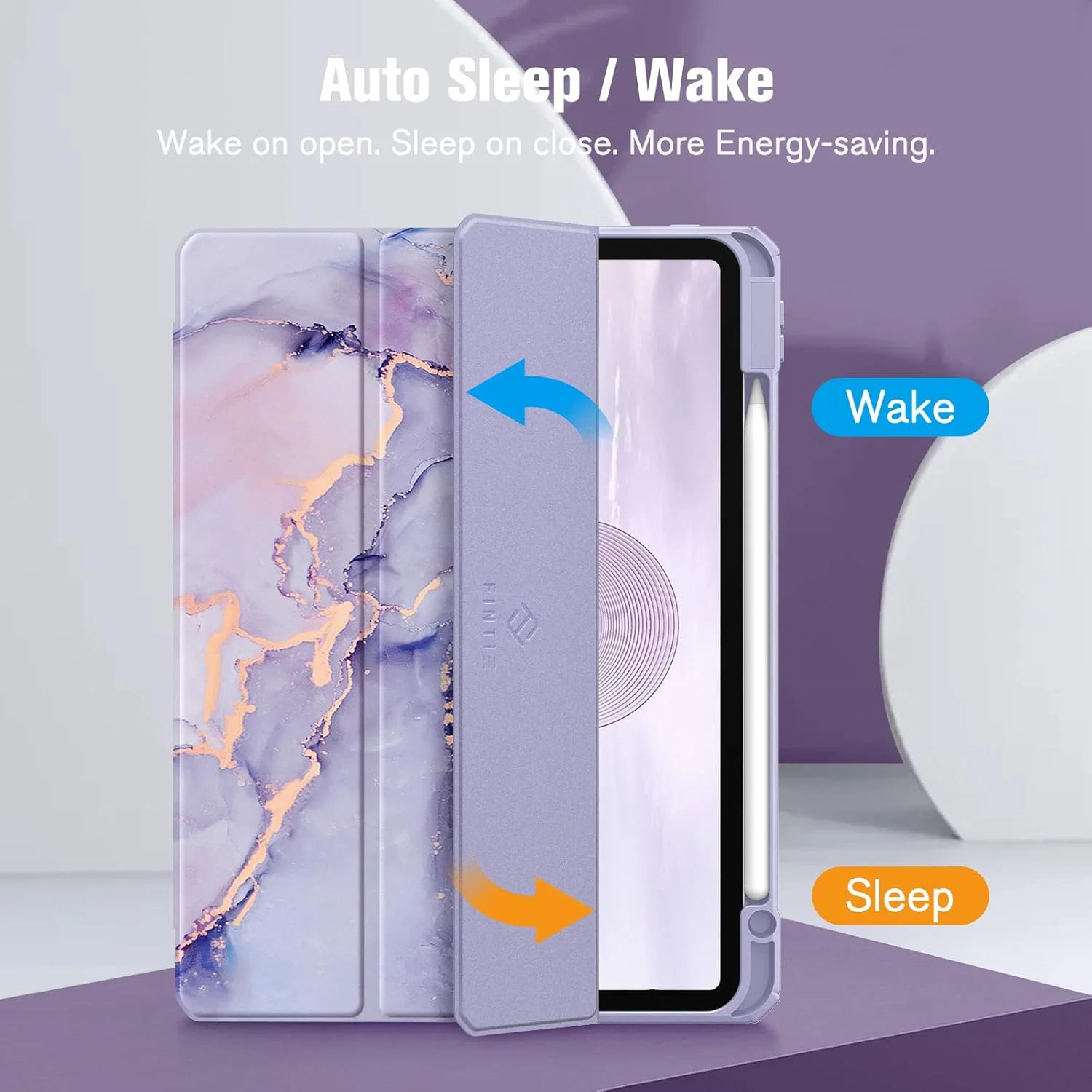 کیف باریک ترکیبی Fintie برای آیپد پرو 11 اینچ (نسل 4/3) 2022/2021 - [دارای جای مداد داخلی] پوشش ضد ضربه با پوسته پشتی شفاف، مناسب برای آیپد پرو 11 اینچ نسل 2، طرح سنگ مرمر یاسی