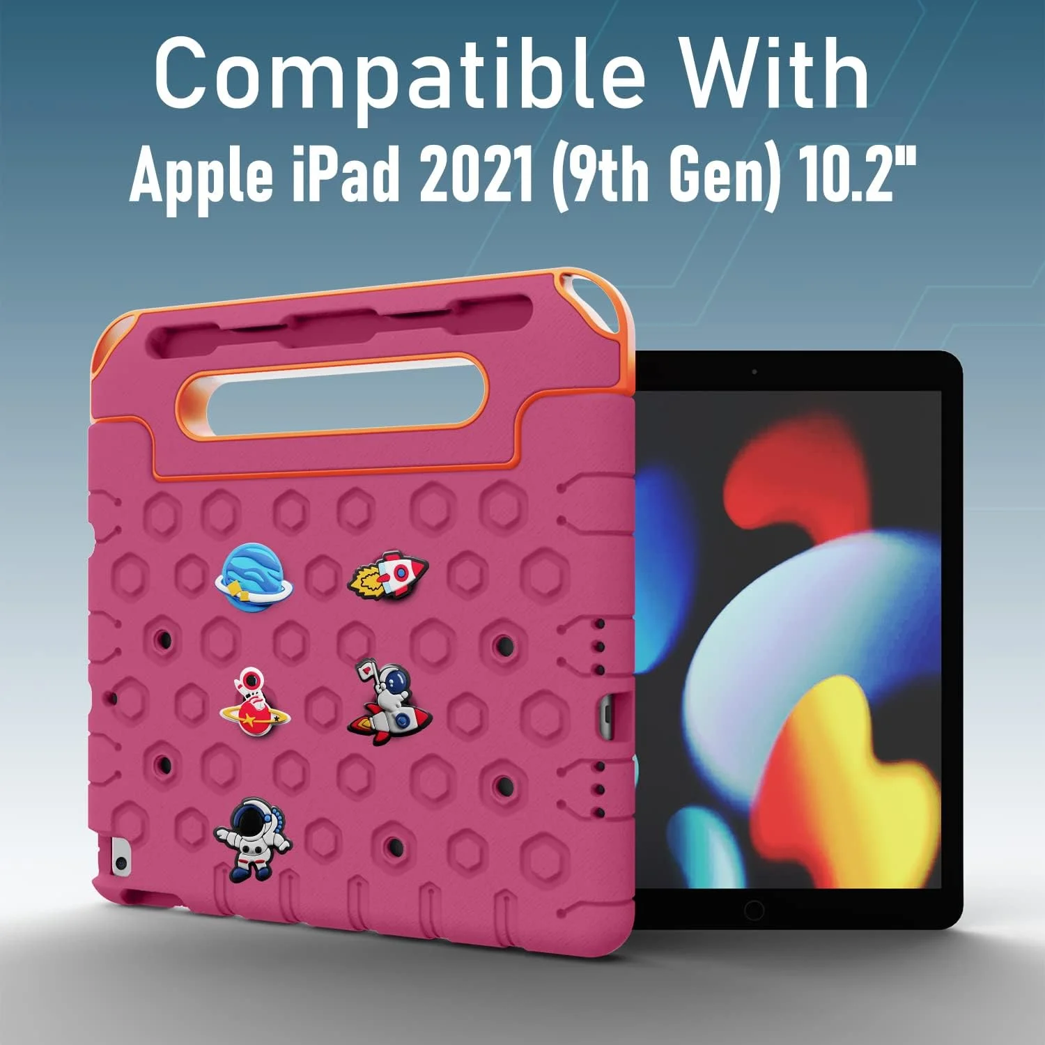 کاور محافظ کودکانه مقاوم Moxedo، ساخته شده از EVA سیلیکونی، ضد ضربه، با طرح کارتونی سه بعدی DIY به همراه جای مداد، استند و دسته، سازگار با آیپد 2021 (نسل نهم) 10.2 اینچی اپل (صورتی گل رز) کاور محافظ کودکانه مقاوم Moxedo، ساخته شده از EVA سیلیکونی، ضد ضربه، با طرح کارتونی سه بعدی DIY به همراه جای مداد، استند و دسته، سازگار با آیپد 2021 (نسل نهم) 10.2 اینچی اپل (صورتی گل رز)
