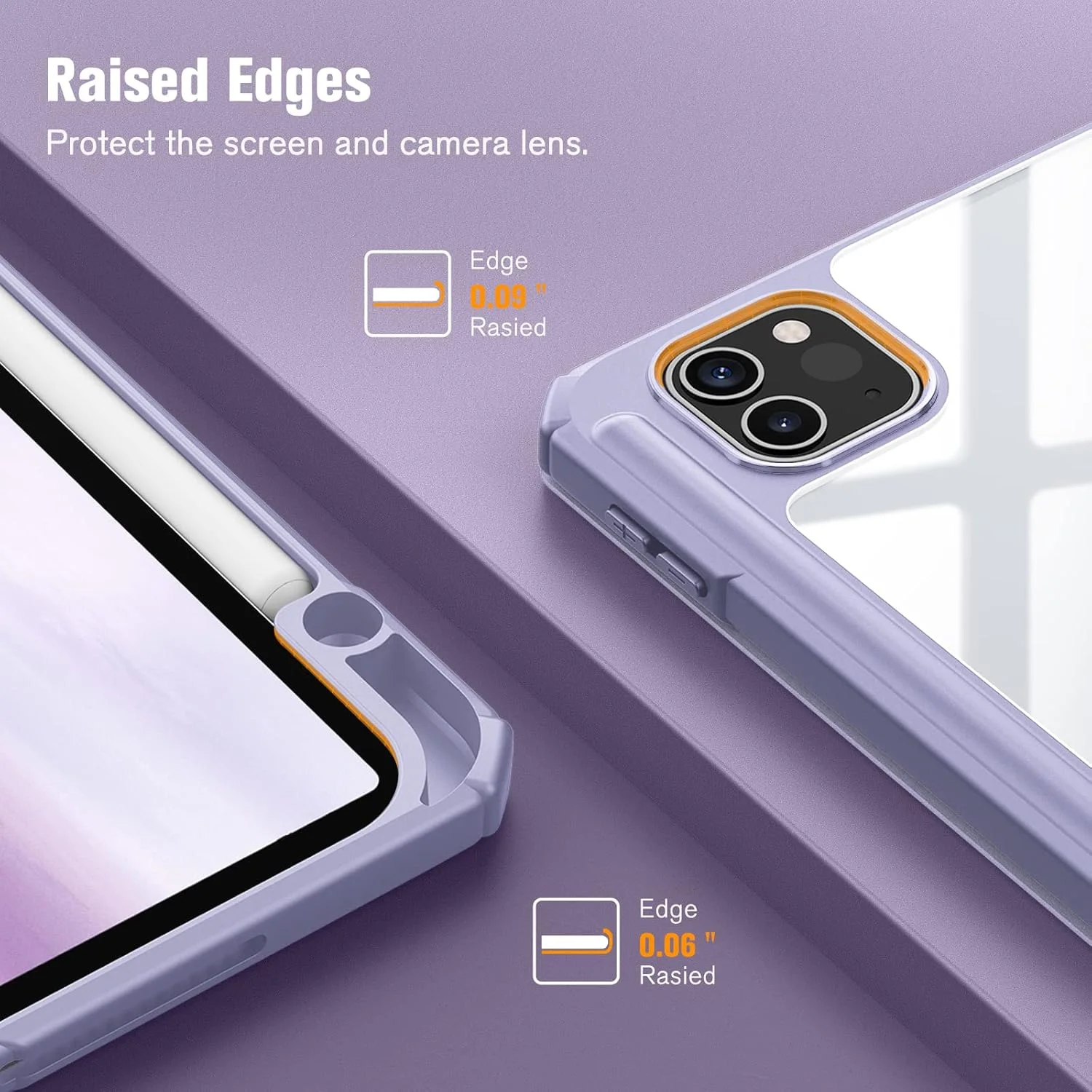 کیف باریک ترکیبی Fintie برای آیپد پرو 11 اینچ (نسل 4/3) 2022/2021 - [دارای جای مداد داخلی] پوشش ضد ضربه با پوسته پشتی شفاف، مناسب برای آیپد پرو 11 اینچ نسل 2، طرح سنگ مرمر یاسی