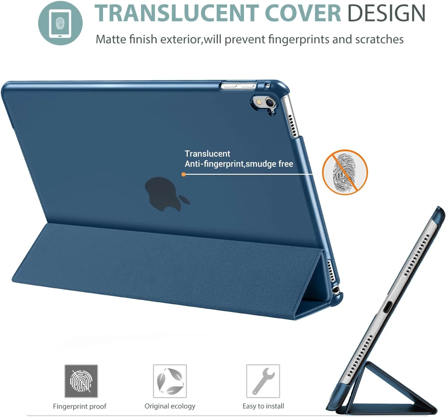 کاور پروکیس آیپد پرو 9.7 اینچ 2016 (مدل قدیمی)، کاور هوشمند باریک و سبک با پشت مات نیمه شفاف برای اپل آیپد پرو 9.7 اینچ (A1673 A1674 A1675) - سرمه ای کاور پروکیس آیپد پرو 9.7 اینچ 2016 (مدل قدیمی)، کاور هوشمند باریک و سبک با پشت مات نیمه شفاف برای اپل آیپد پرو 9.7 اینچ (A1673 A1674 A1675) - سرمه ای