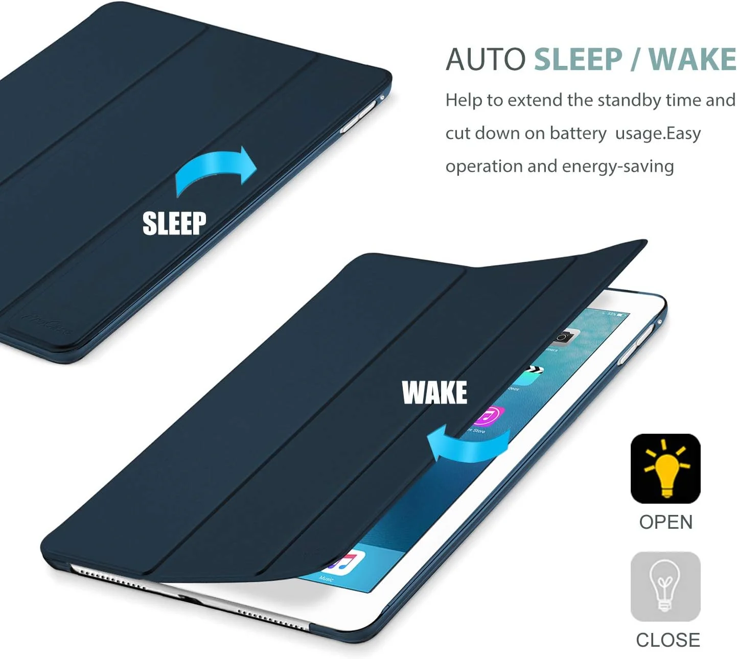 کاور پروکیس آیپد پرو 9.7 اینچ 2016 (مدل قدیمی)، کاور هوشمند باریک و سبک با پشت مات نیمه شفاف برای اپل آیپد پرو 9.7 اینچ (A1673 A1674 A1675) - سرمه ای کاور پروکیس آیپد پرو 9.7 اینچ 2016 (مدل قدیمی)، کاور هوشمند باریک و سبک با پشت مات نیمه شفاف برای اپل آیپد پرو 9.7 اینچ (A1673 A1674 A1675) - سرمه ای