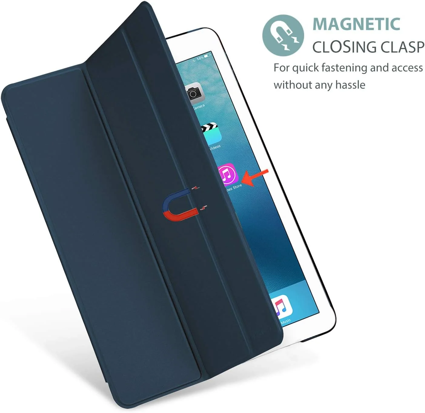 کاور پروکیس آیپد پرو 9.7 اینچ 2016 (مدل قدیمی)، کاور هوشمند باریک و سبک با پشت مات نیمه شفاف برای اپل آیپد پرو 9.7 اینچ (A1673 A1674 A1675) - سرمه ای کاور پروکیس آیپد پرو 9.7 اینچ 2016 (مدل قدیمی)، کاور هوشمند باریک و سبک با پشت مات نیمه شفاف برای اپل آیپد پرو 9.7 اینچ (A1673 A1674 A1675) - سرمه ای