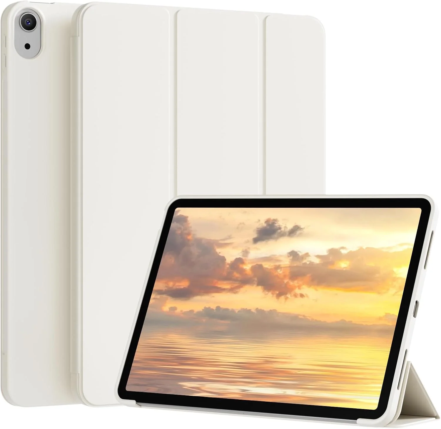 KENKE for iPad A16 11th Generation Case (11 Inch, 2025 Release), iPad 10th Generation Case 10.9 Inch 2022 Without Pencil Holder, Slim Trifold Stand Protective Cover with Soft TPU Back, Cream White