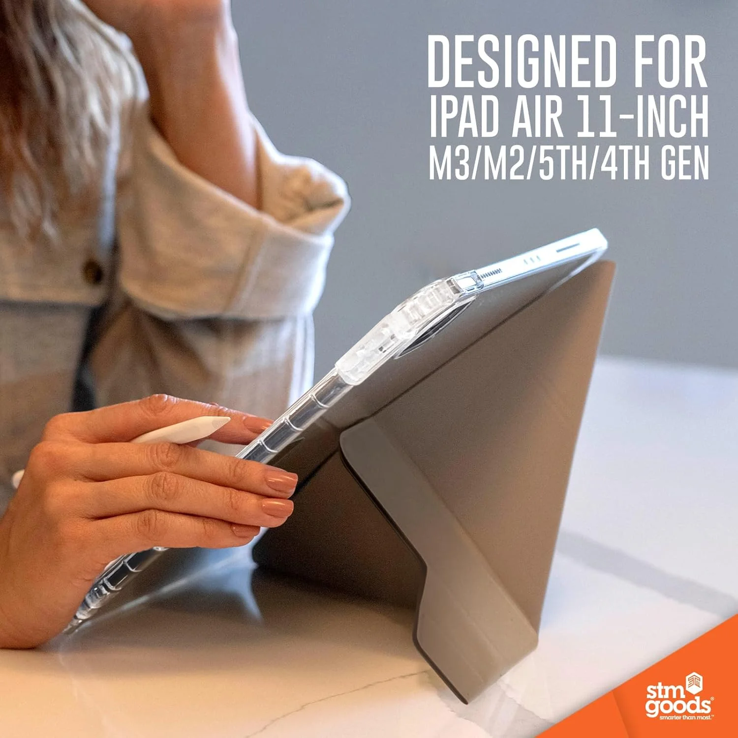 STM Opp Case for Apple iPad Air 11" M2 (iPadPro 11 Gen 4-1 / iPadAir 10.9 Gen 5/4| Slim Light Protective Cover, Anti-Scratch Transparent Back, w/Apple Pencil Storage, Auto Sleep/Wake - Pink STM Opp Case for Apple iPad Air 11" M2 (iPadPro 11 Gen 4-1 / iPadAir 10.9 Gen 5/4| Slim Light Protective Cover, Anti-Scratch Transparent Back, w/Apple Pencil Storage, Auto Sleep/Wake - Pink