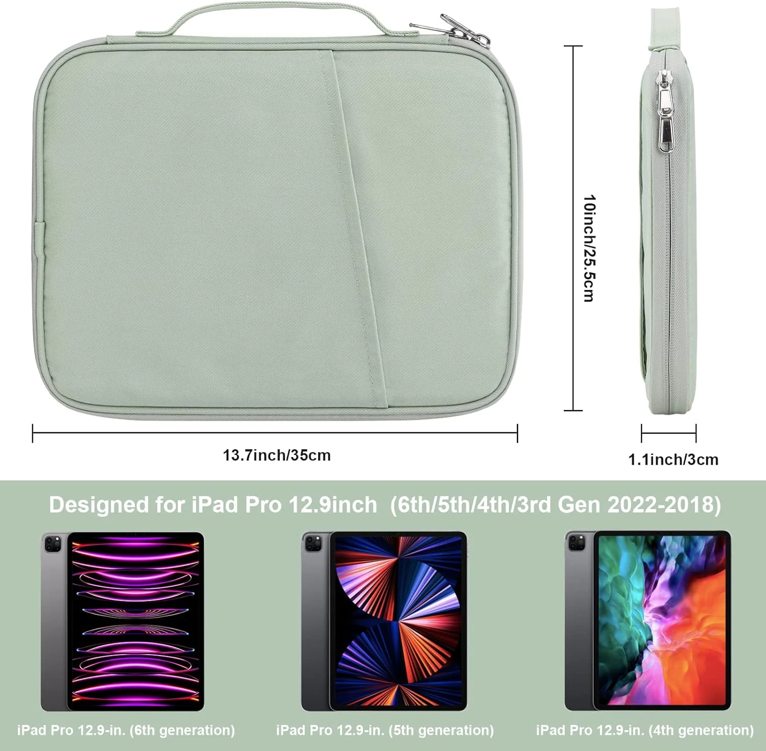 کیف محافظ آیپد پرو 12.9 اینچی Cayeelu، کیف پددار برای آیپد پرو 13 اینچی (M4)، آیپد ایر 13 اینچی (M2)، سرفیس پرو 9/8، گلکسی تب S8+/S9+ 12.4 اینچی (سبز نعنایی - 12.9) کیف محافظ آیپد پرو 12.9 اینچی Cayeelu، کیف پددار برای آیپد پرو 13 اینچی (M4)، آیپد ایر 13 اینچی (M2)، سرفیس پرو 9/8، گلکسی تب S8+/S9+ 12.4 اینچی (سبز نعنایی - 12.9)