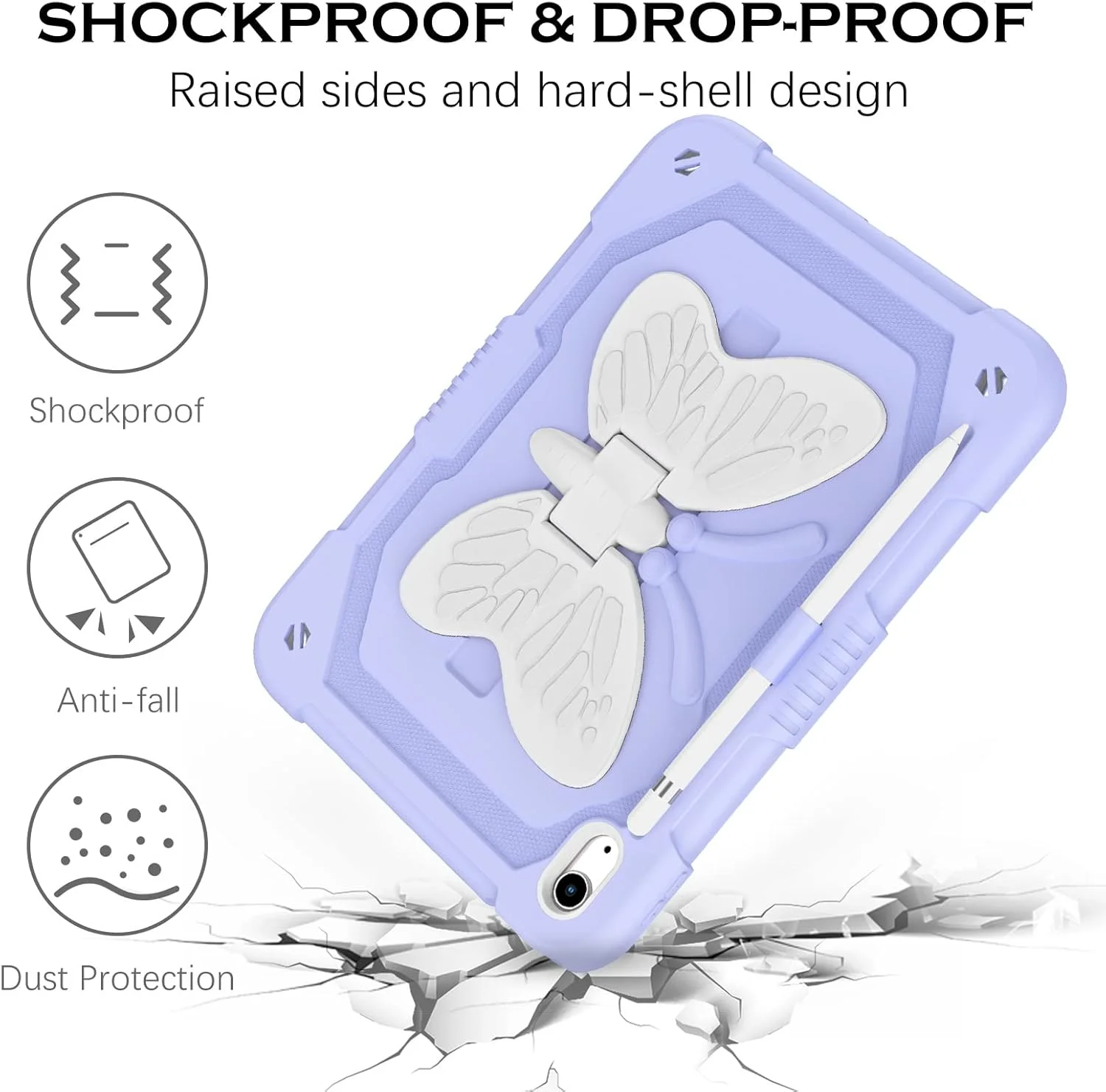 قاب محافظ تبلت YINLAI مناسب برای آیپد نسل 10 مدل 2022 10.9 اینچ A2696 A2757 A2777 به همراه جای قلم، پایه پروانهای، سیلیکون نرم، PC سخت، ضد ضربه، مناسب دختران، کودکان و بانوان، بنفش قاب محافظ تبلت YINLAI مناسب برای آیپد نسل 10 مدل 2022 10.9 اینچ A2696 A2757 A2777 به همراه جای قلم، پایه پروانهای، سیلیکون نرم، PC سخت، ضد ضربه، مناسب دختران، کودکان و بانوان، بنفش